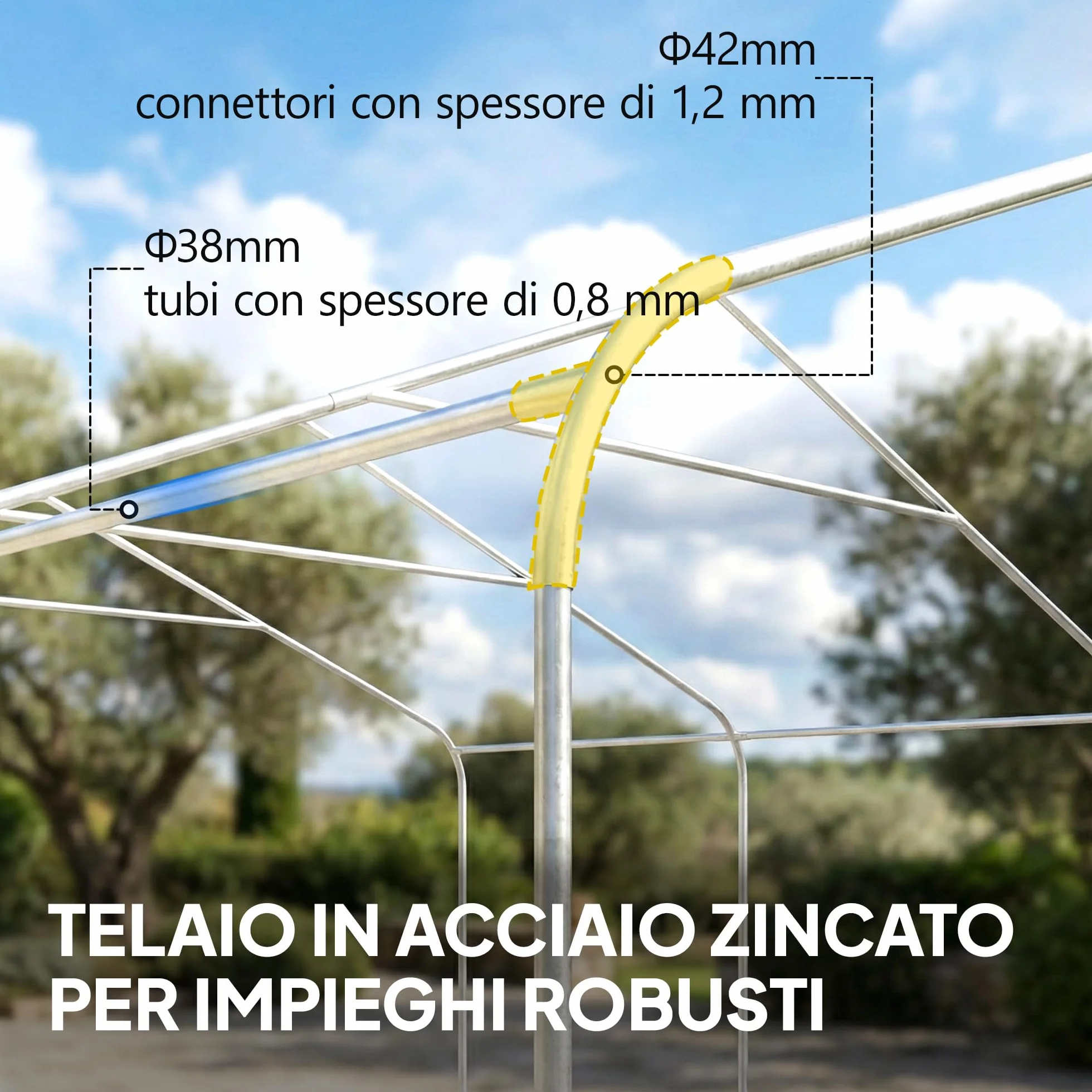 Outsunny Tettoia Auto 5x6 m Acciaio Zincato UV Resistente Tenda Garage SUV Camion Moto Crema