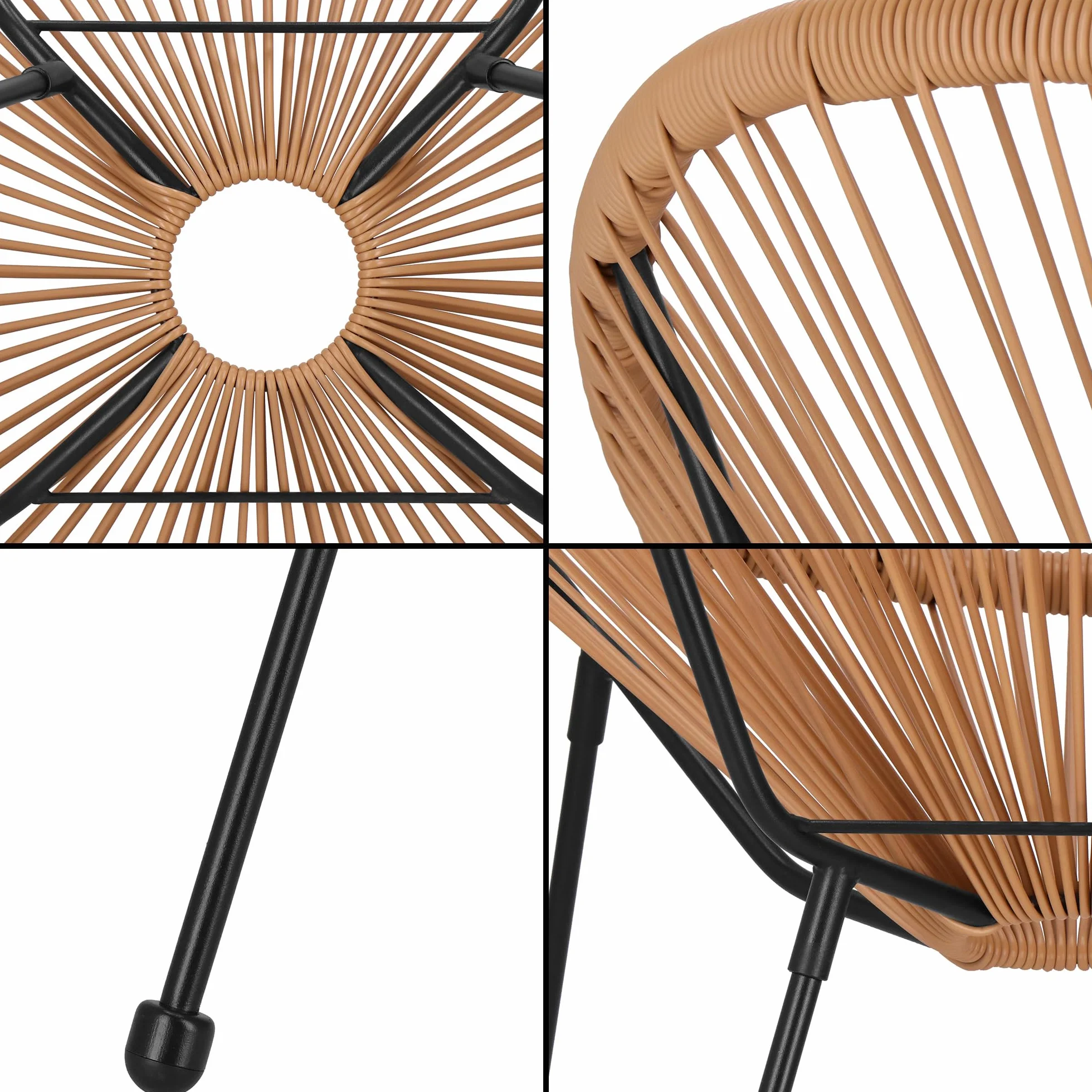 SPRINGOS Sedia da giardino Acapulco in rattan PE 73 x 40,5 x 87 cm