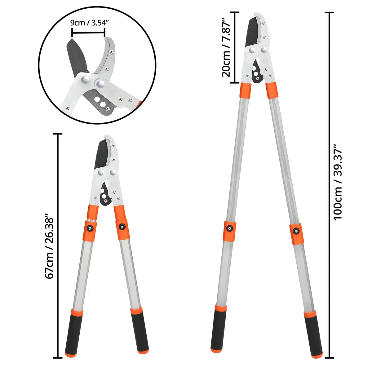Kurtzy Cesoia Troncarami Telescopico a Incudine 67-100 cm Professionale per Alberi e Rami Spessi da Giardino
