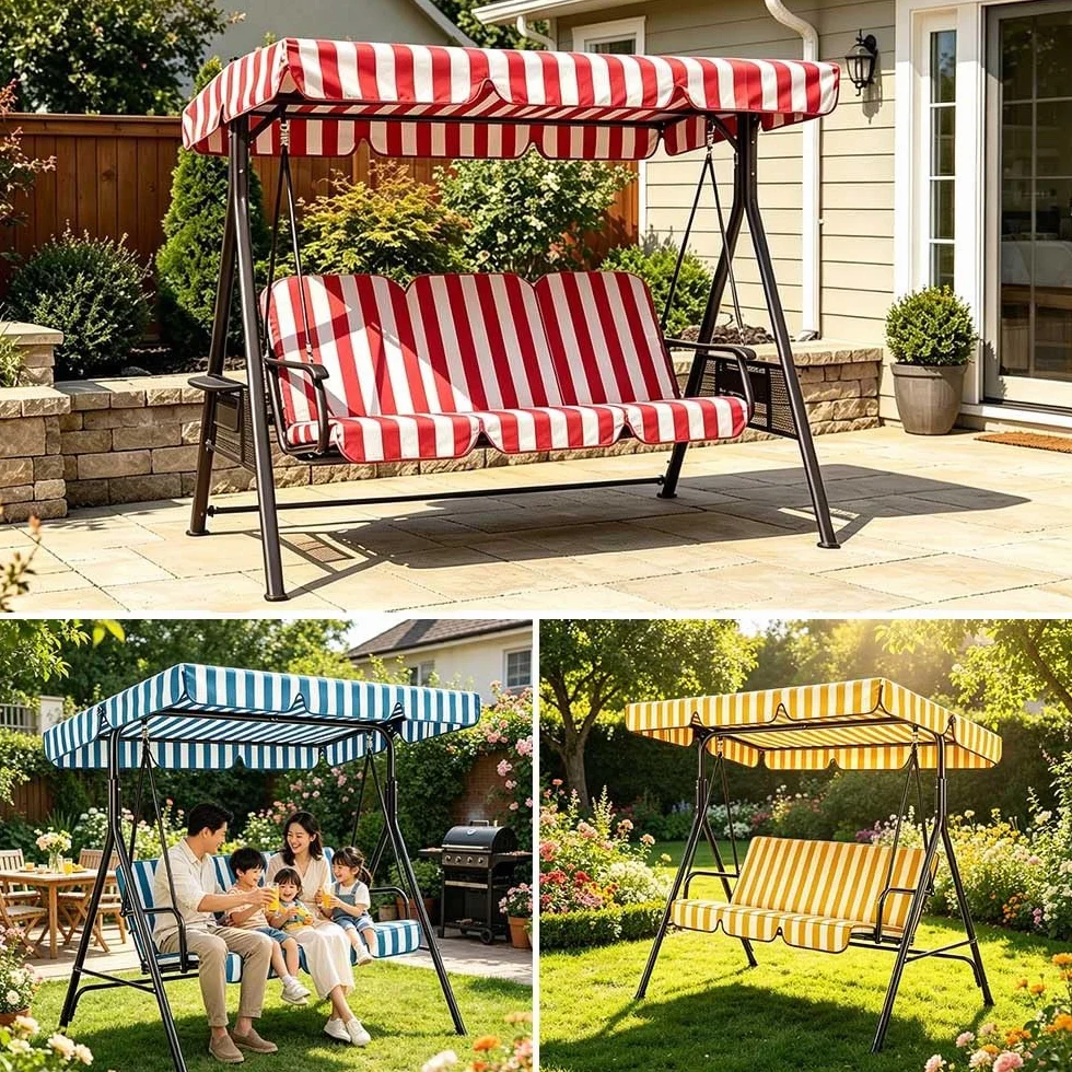 190x120cm Copertura Superiore per Dondolo da Giardino Tettuccio per Altalena da Giardino Copertura Dondolo 3 Posti Impermeabile Telo Ricambio Universale(Dark Blue,77x49in-195x125cm)