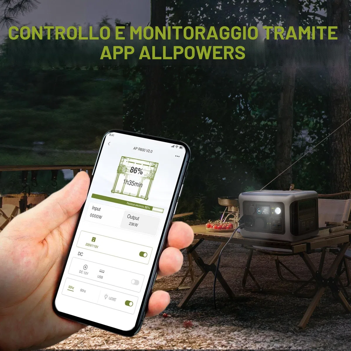 ALLPOWERS 299Wh 600W Centrale Elettrica Portatile con Pannello Solare da 100W, R600 Batteria LiFePO4 Generatore Solare, Generatore di Corrente Portatile UPS, per Campeggio, Viaggi, Emergenze