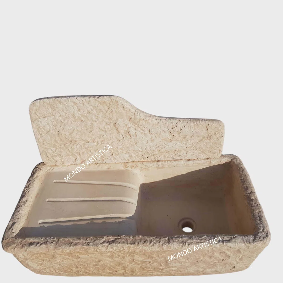Lavello Lavandino in Cemento 80x40x48 cm Reversibile Rosa Antico per Esterno