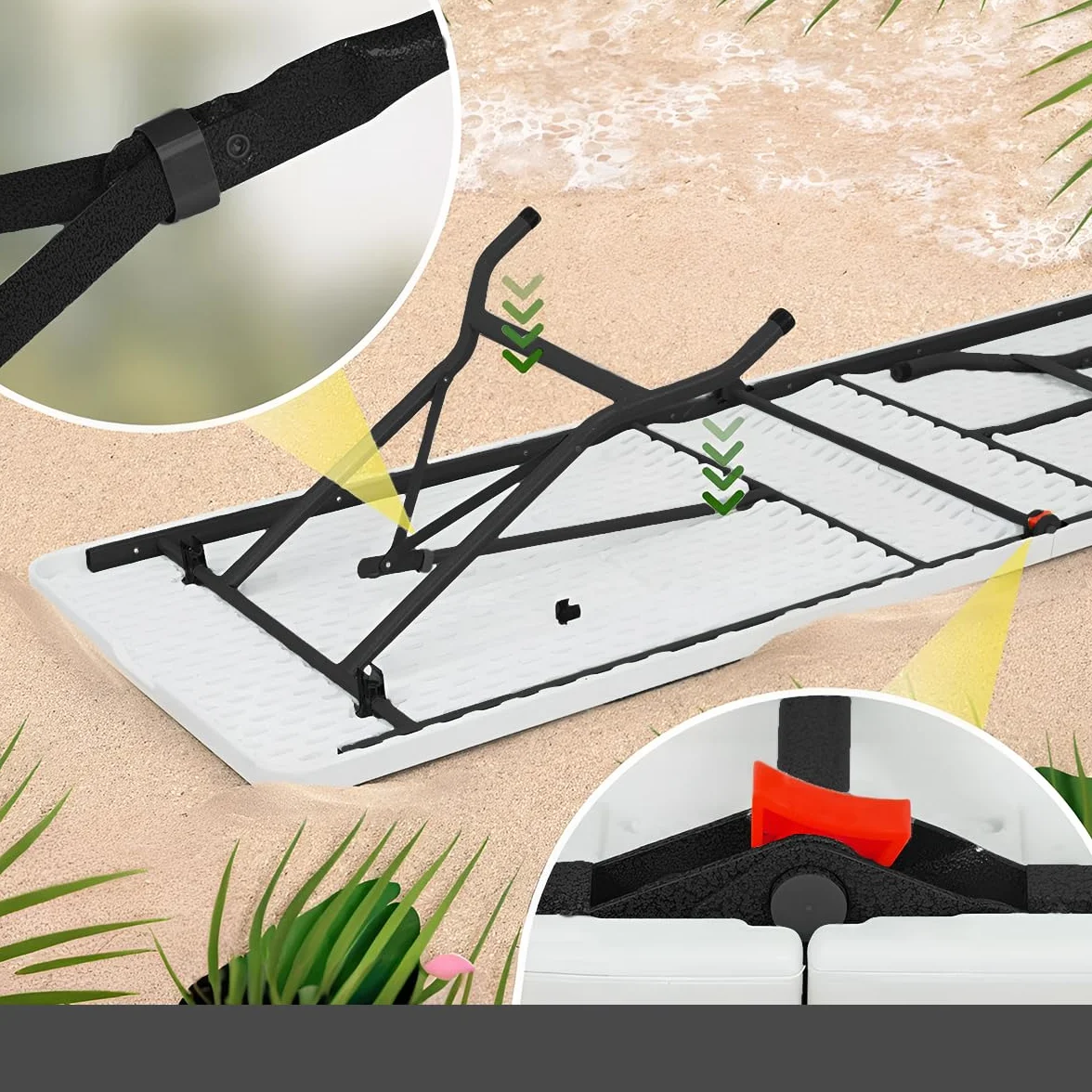 Tavolo Pieghevole 180x70x74cm da Giardino per 8 Persone