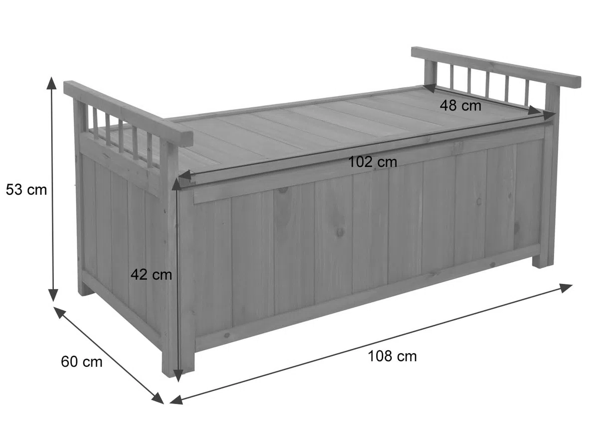 Mendler Cassapanca HWC-O13, contenitore per cuscini panca da giardino, legno di abete MVG 53x108x60cm - antracite