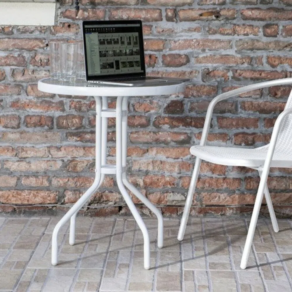 Verdelook Tavolino da Esterno Vetro Temprato 5 mm 60x60 h71 cm