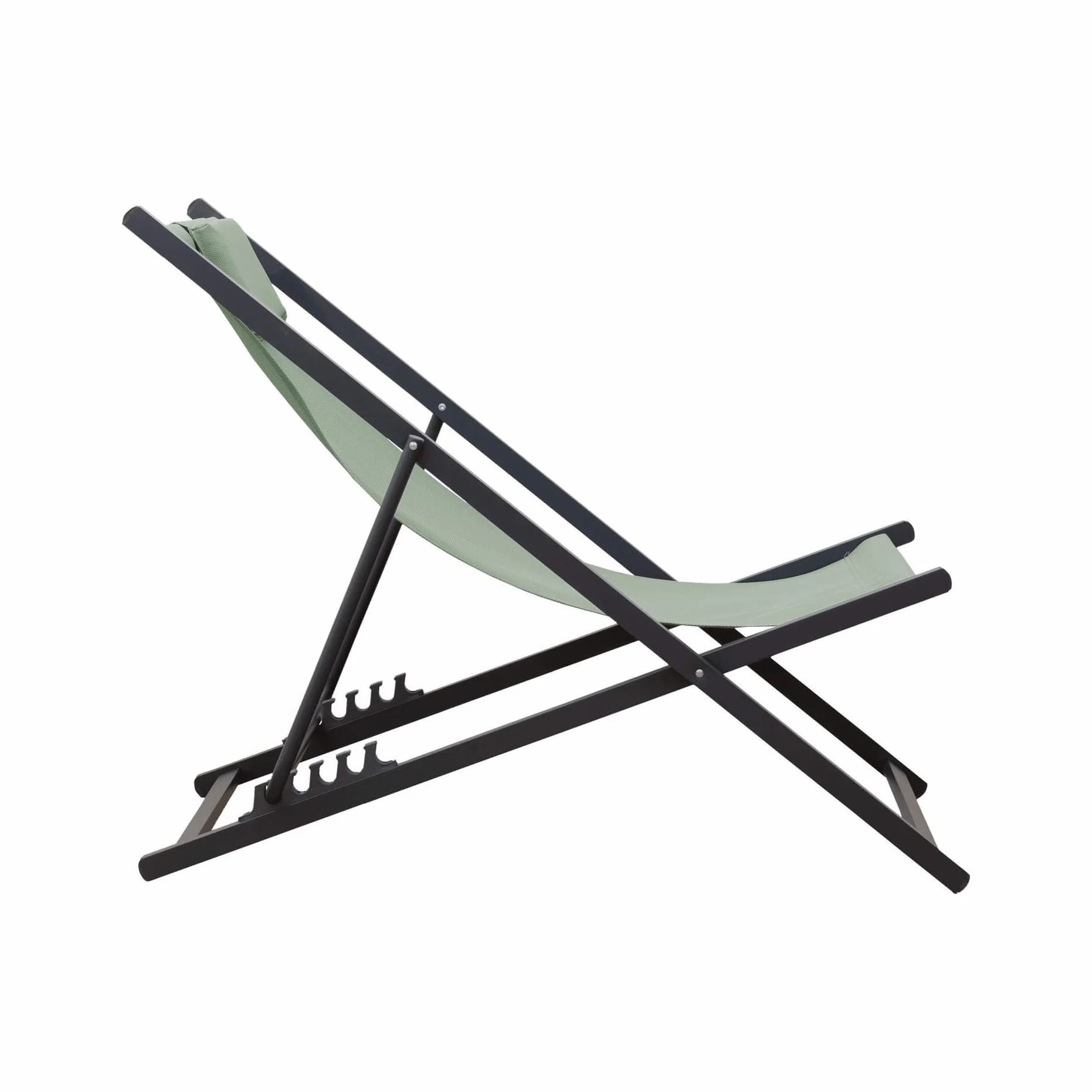 Rebecca Mobili Sdraio da Campeggio, Sedia a Sdraio Pieghevole, Verde Grigio Scuro, Alluminio Poliestere, Schienale Reclinabile, Salvaspazio - Misure HxLxP: 93 x 58 x 92 cm - Art. RE7145