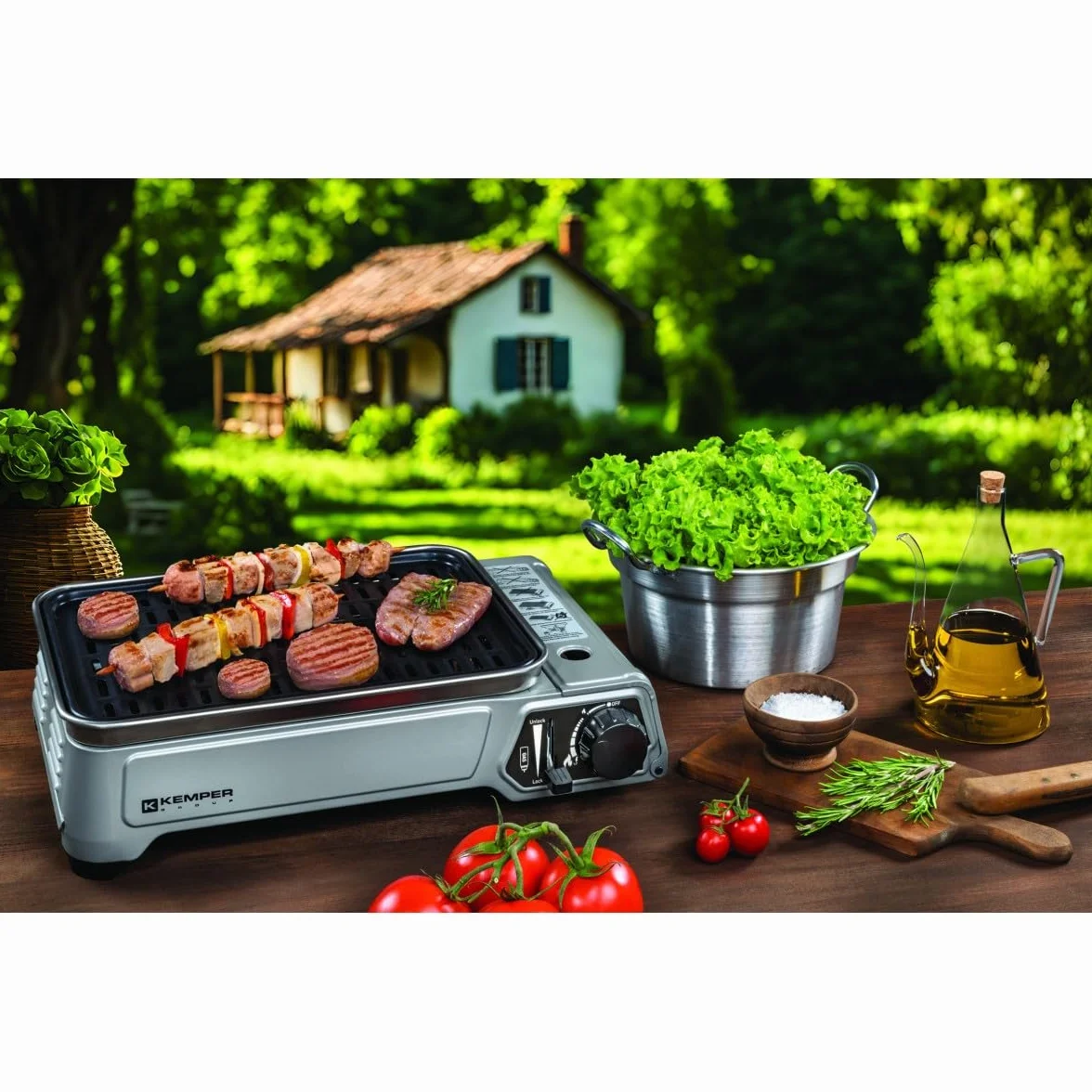 Kemper Barbecue A Cartuccia Gas 1,9 KW Piastra 27x34 cm