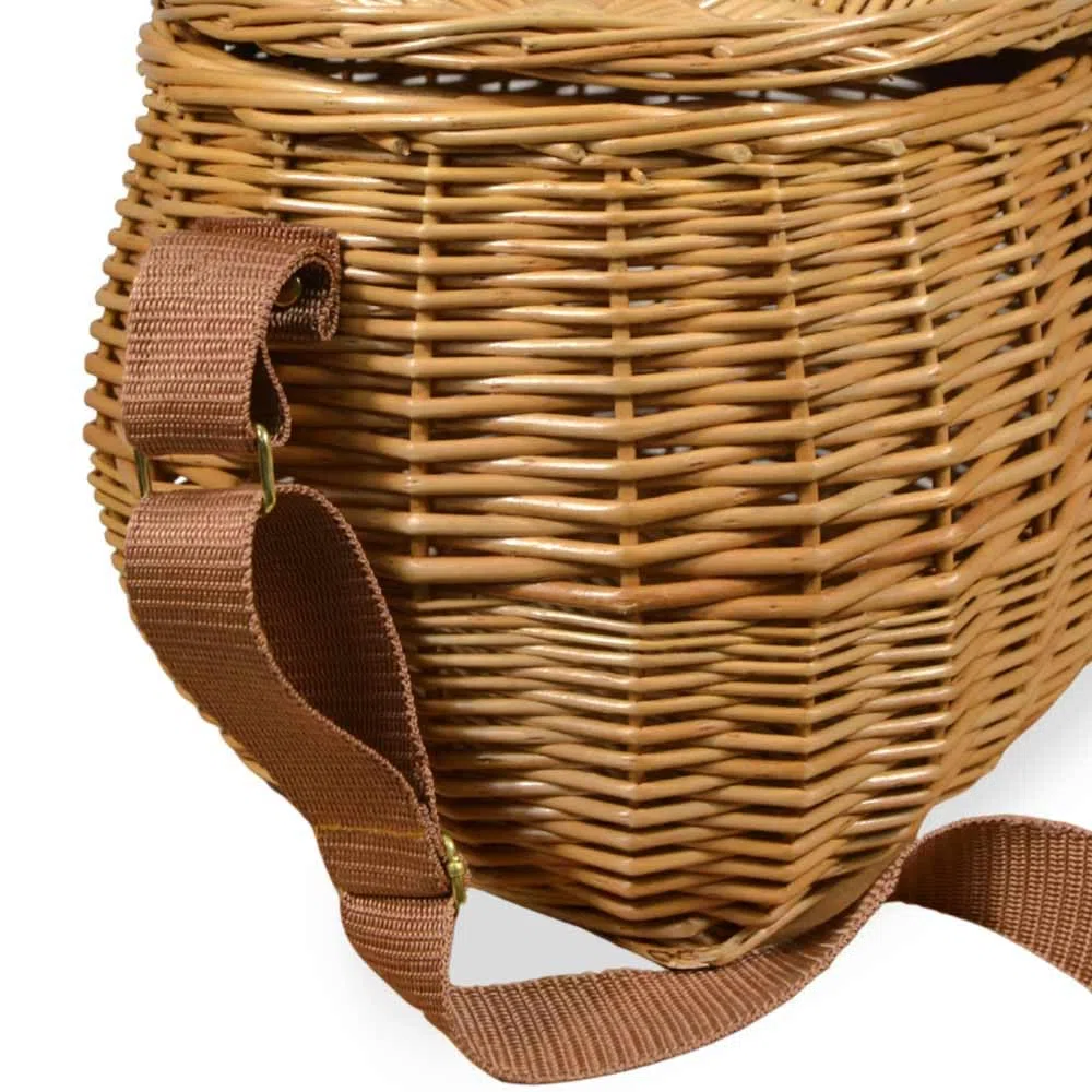 Cesto con tracolla regolabile cestino Peter in Vimini raccolta funghi con Coperchio 34 x 25 x h 23 cm