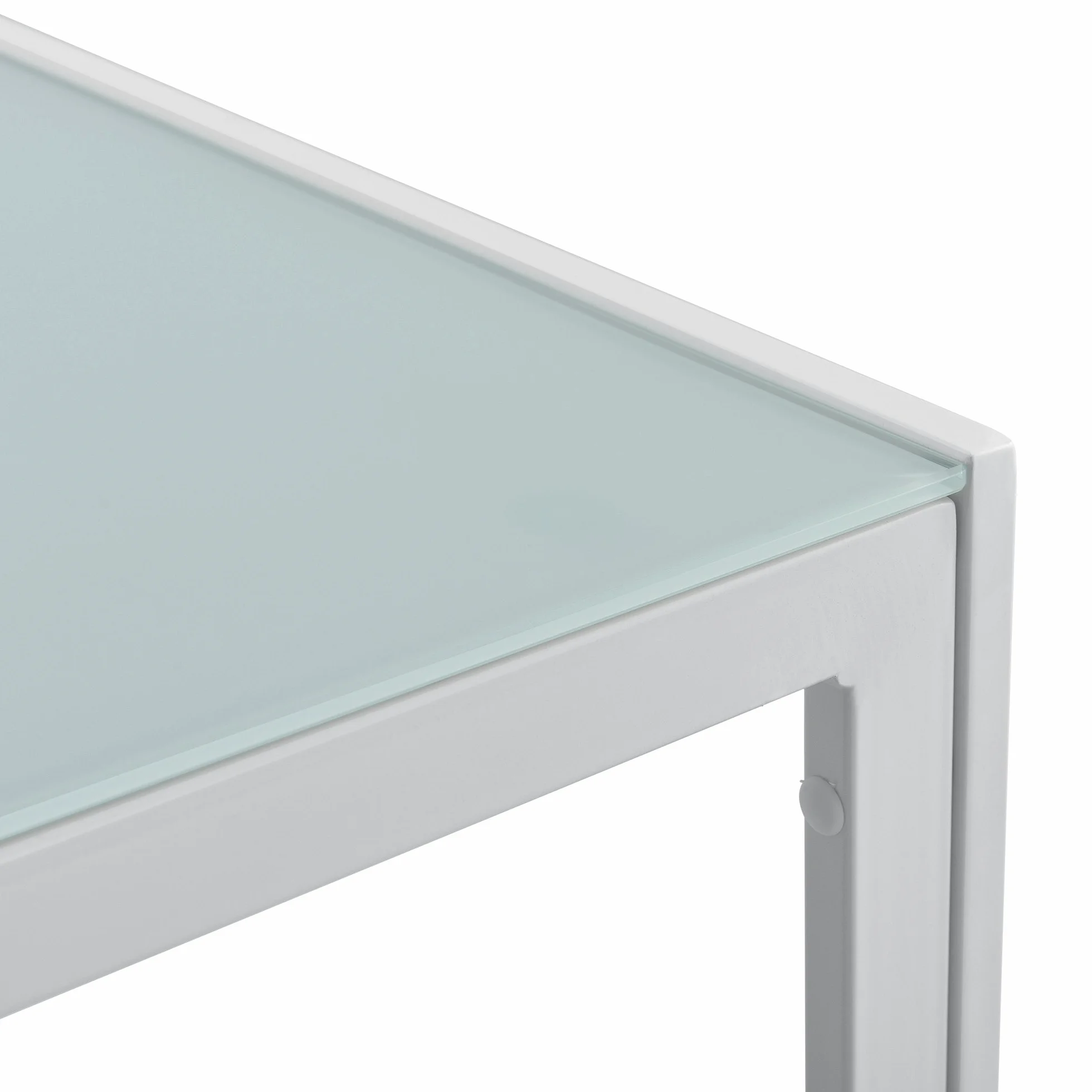 casa.pro Tavolino da Esterno con Piano in Vetro e Telaio in Metallo Design Moderno 100x50x35 cm Mobile da Giardino Terrazza Balcone - Bianco