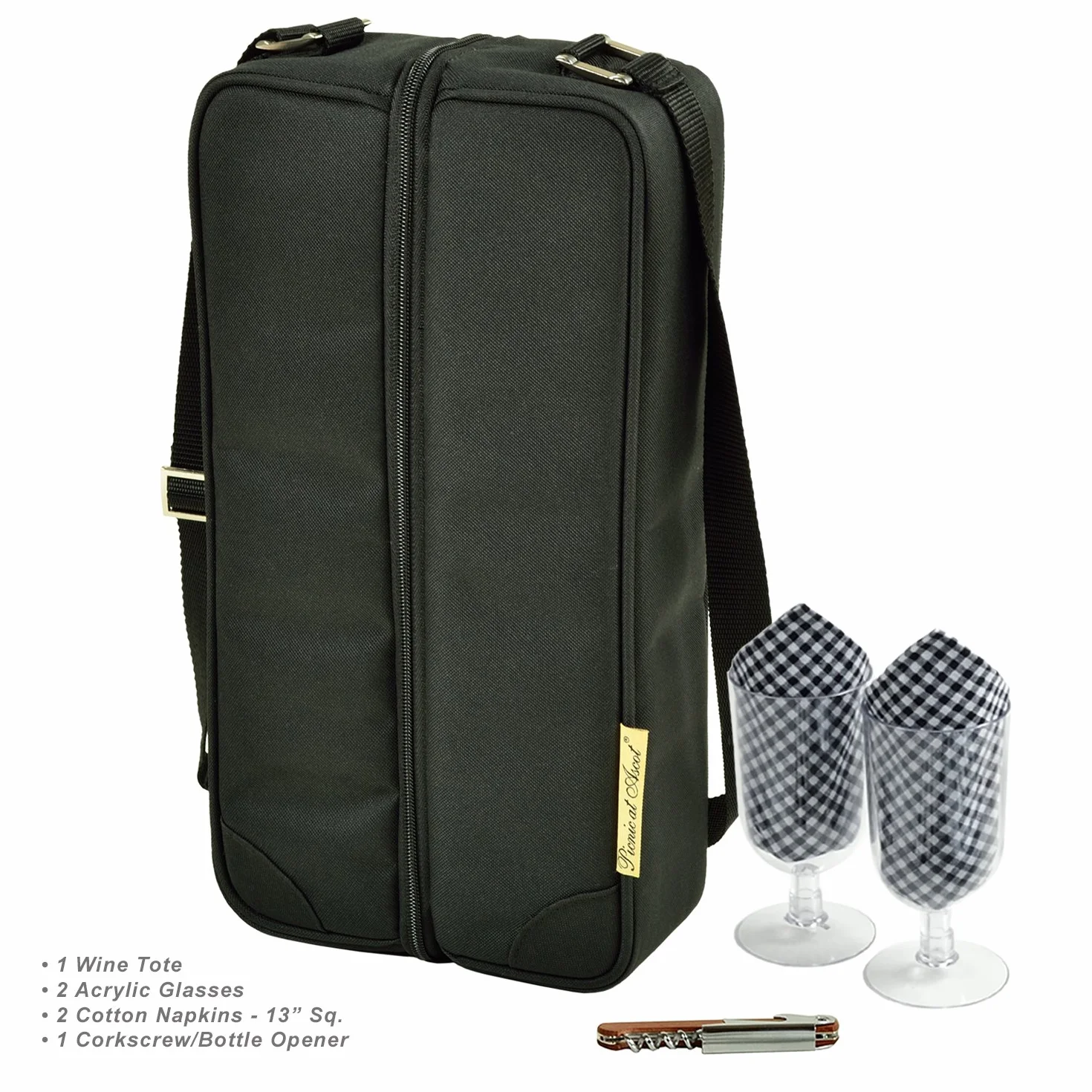 Borsa Termica da Picnic Ascot con 2 Bicchieri da Vino e Cavatappi