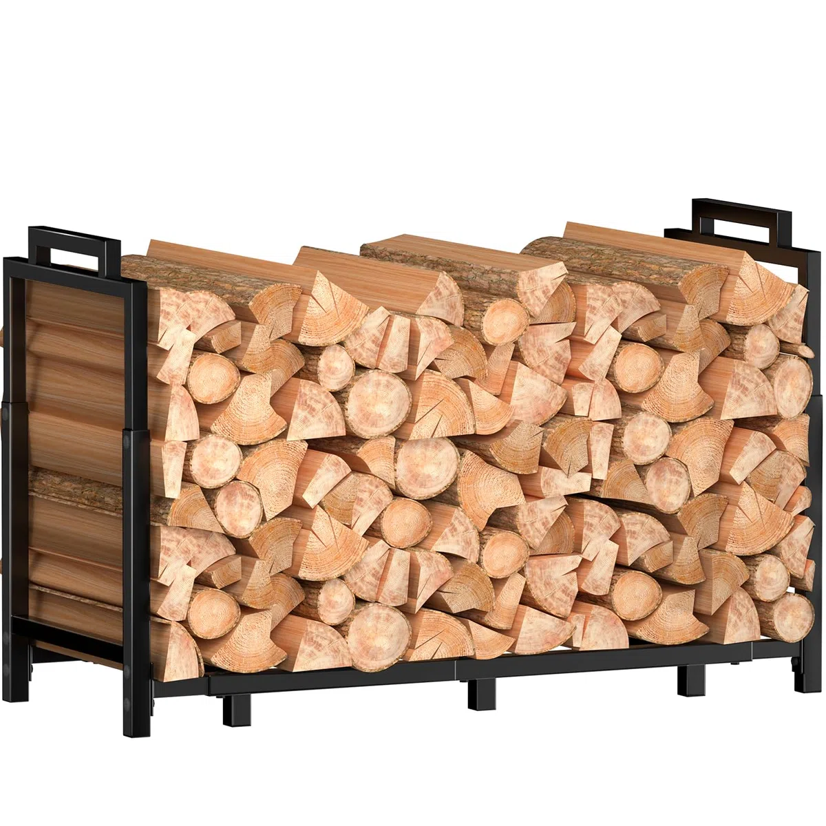 Portalegna Rettangolare Regolabile Antigraffio Metallo 400lbs 128-150x33x58-78cm Nero