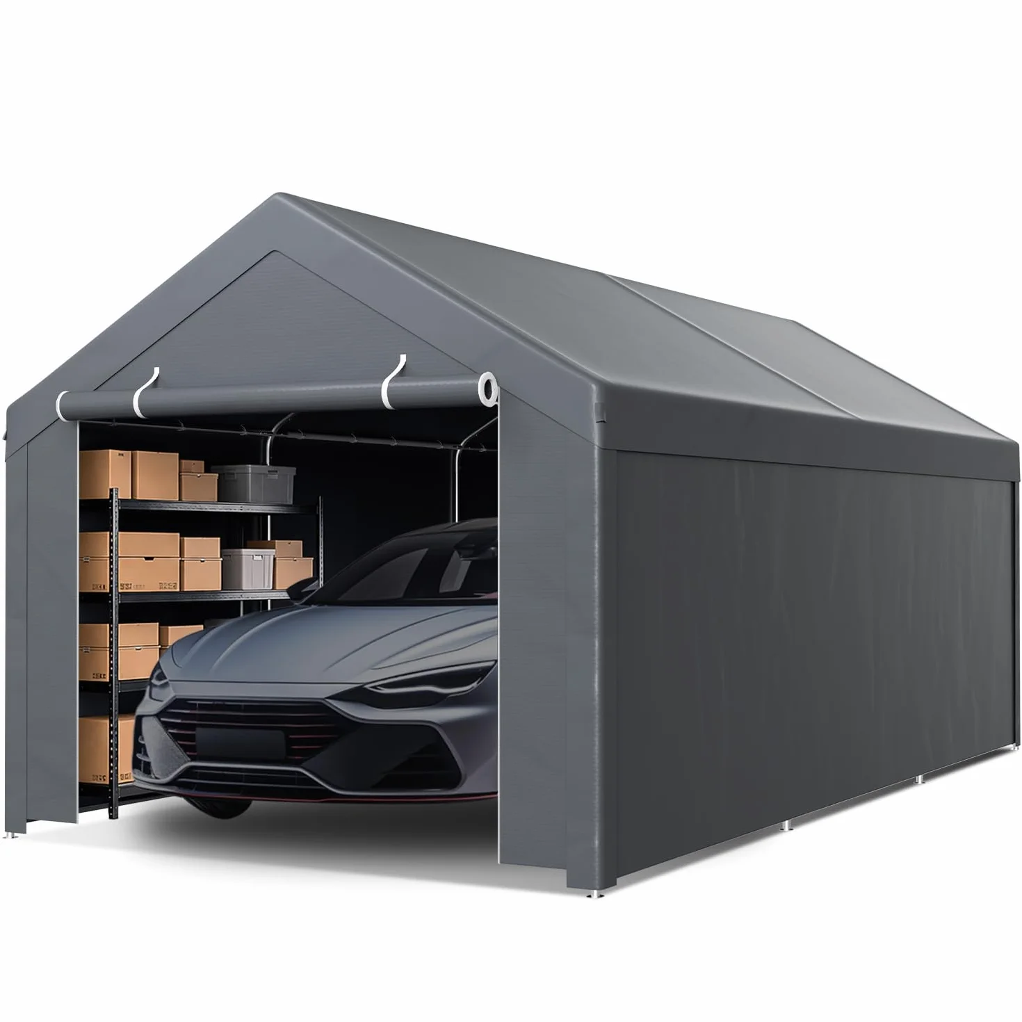 Tenda da garage 3x6 m acciaio zincato PE grigio