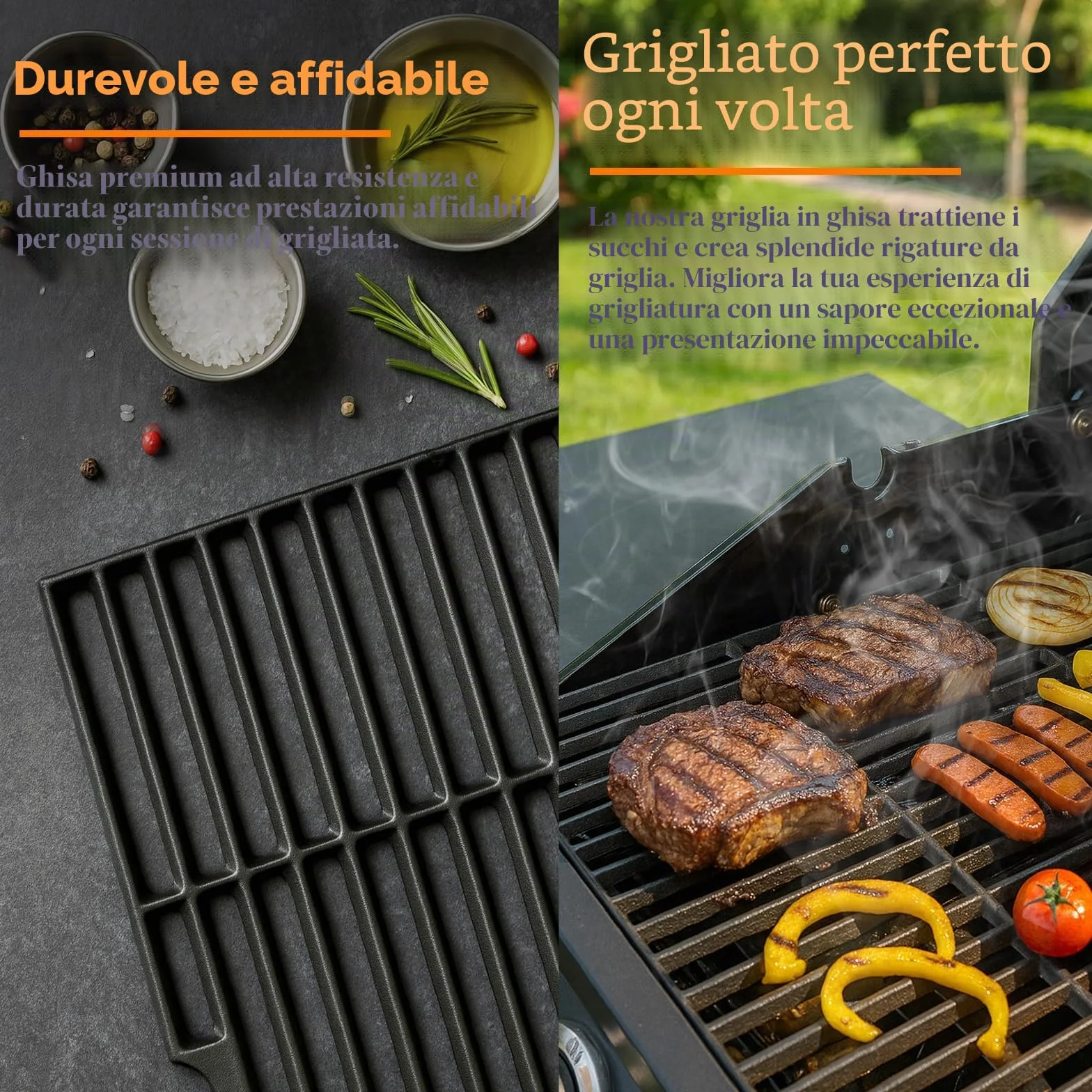 GFTIME Griglia in ghisa, 43 x 63 cm, per Enders Boston Pro 3, Enders Monroe Pro 3, Charbroil, Barbecook Siesta 310, Landmann Triton 3 & 4, Proficook PC-GG 1058/1059