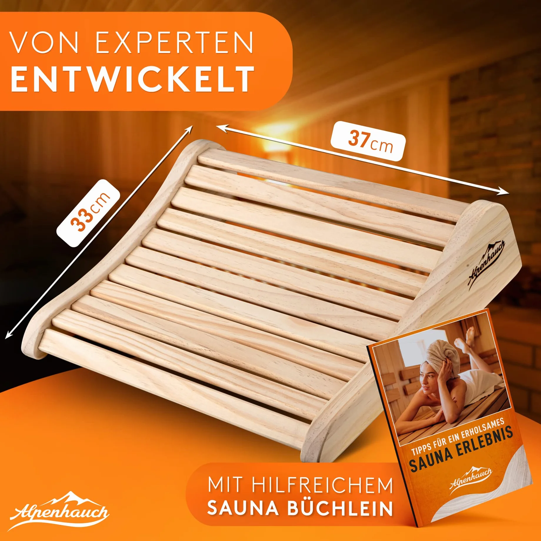 ALPENHAUCH Poggiatesta sauna in legno 2 pezzi ergonomico accessorio sauna cabina a infrarossi