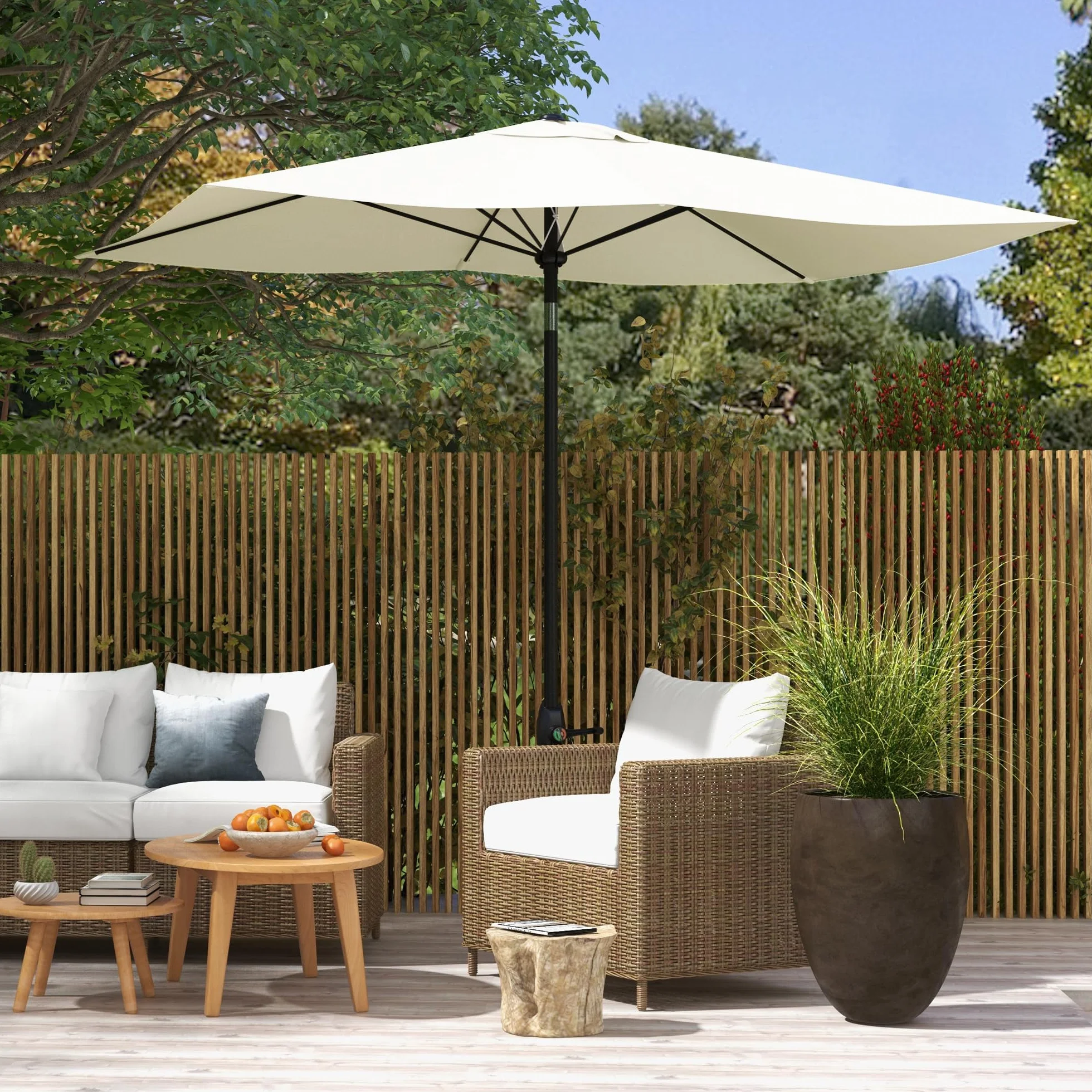 Outsunny Ombrellone Rettangolare 2x3m Alluminio UV 50+ con Apertura a Manovella e Inclinazione Regolabile