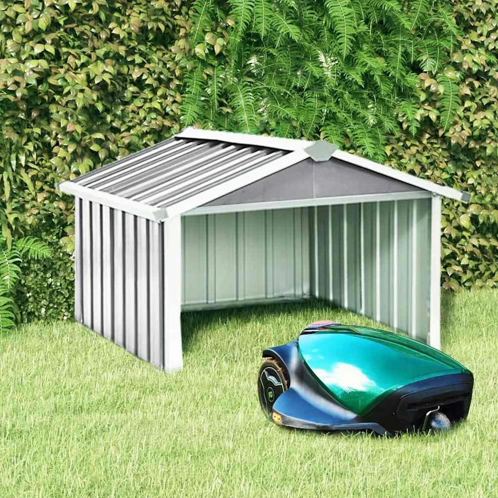 vidaXL Capanno per Robot Tosaerba 92x97x63 cm Acciaio Zincato Grigio