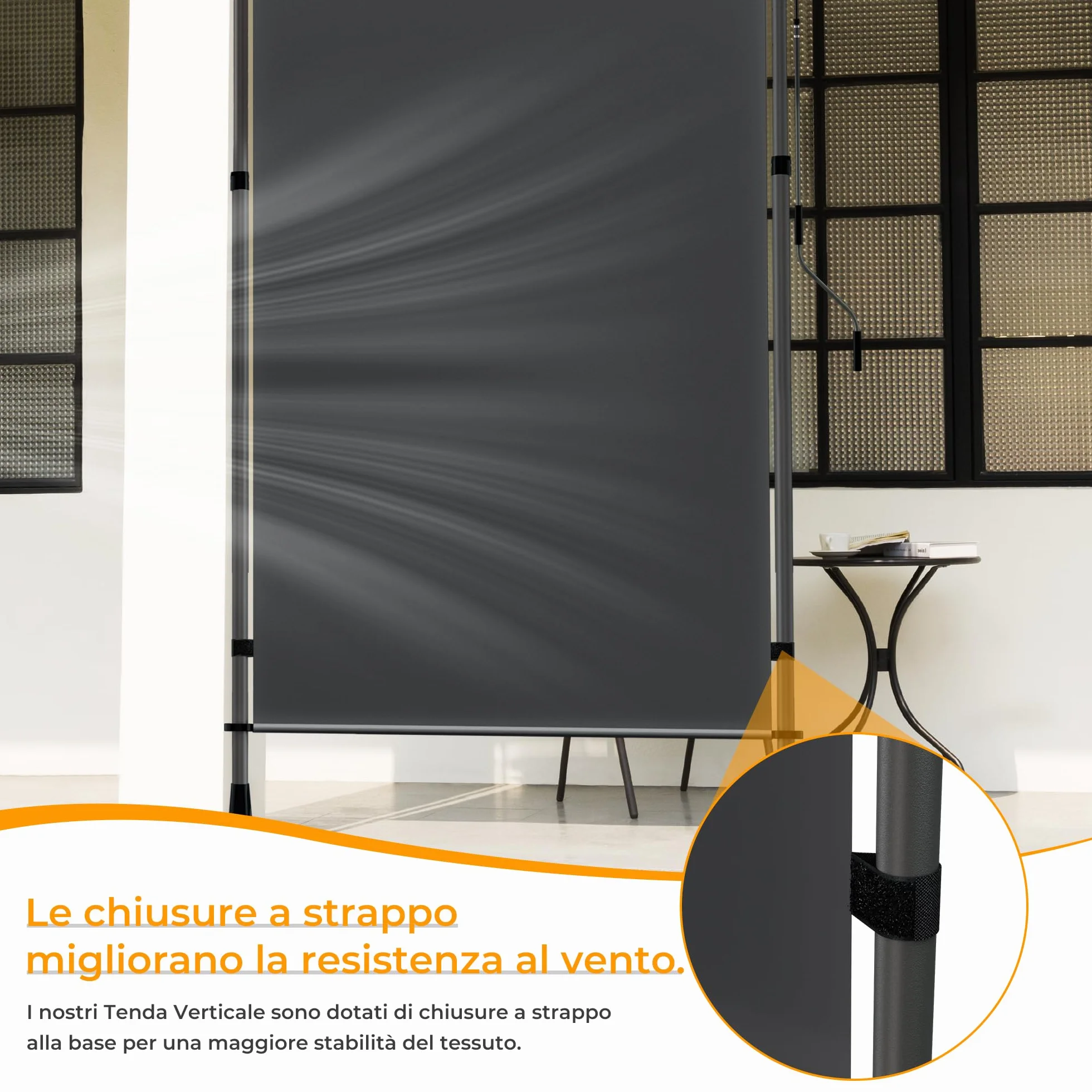HOMEDEMO Tenda da Sole Verticale Regolabile 200x(220-310) cm Antracite Impermeabile Anti-UV