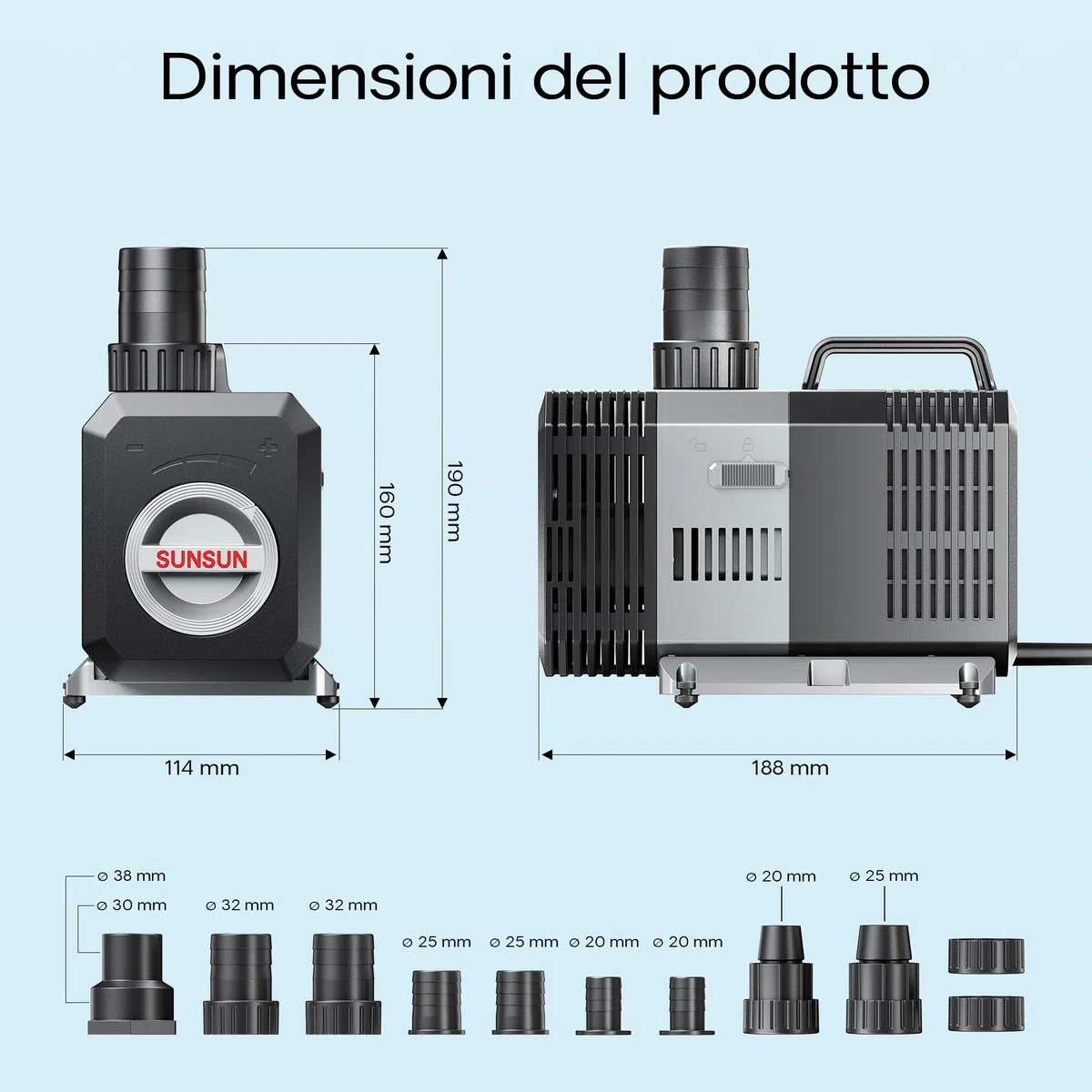 SunSun Pompa da laghetto CTP-8000 SuperECO 8000l/h 70W per circolazione e filtrazione acqua