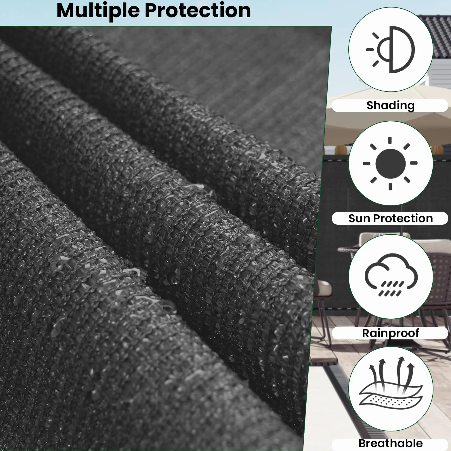 WOLTU Rete Ombreggiante 1,2x25 m HDPE 280g/m² Frangivista Giardino Telo Frangivento Esterno Antracite
