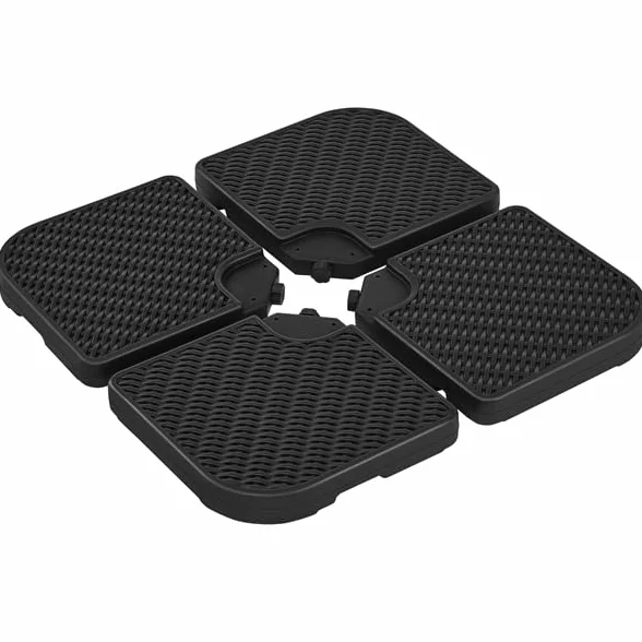 Yaheetech Base per Ombrellone Set 4 Pezzi Pesante Riempibile con Sabbia o Acqua 60L in HDPE con 4 Connettori Motivi di Rattan per Esterno Giardino Terrazza Nero
