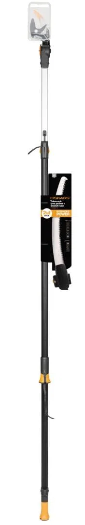 Fiskars Set Svettatoio Telescopico Bypass, Lama Acciaio, Manico Alluminio, 2,4-4 m, UPX86, Seghetto Acciaio Temprato 46 cm