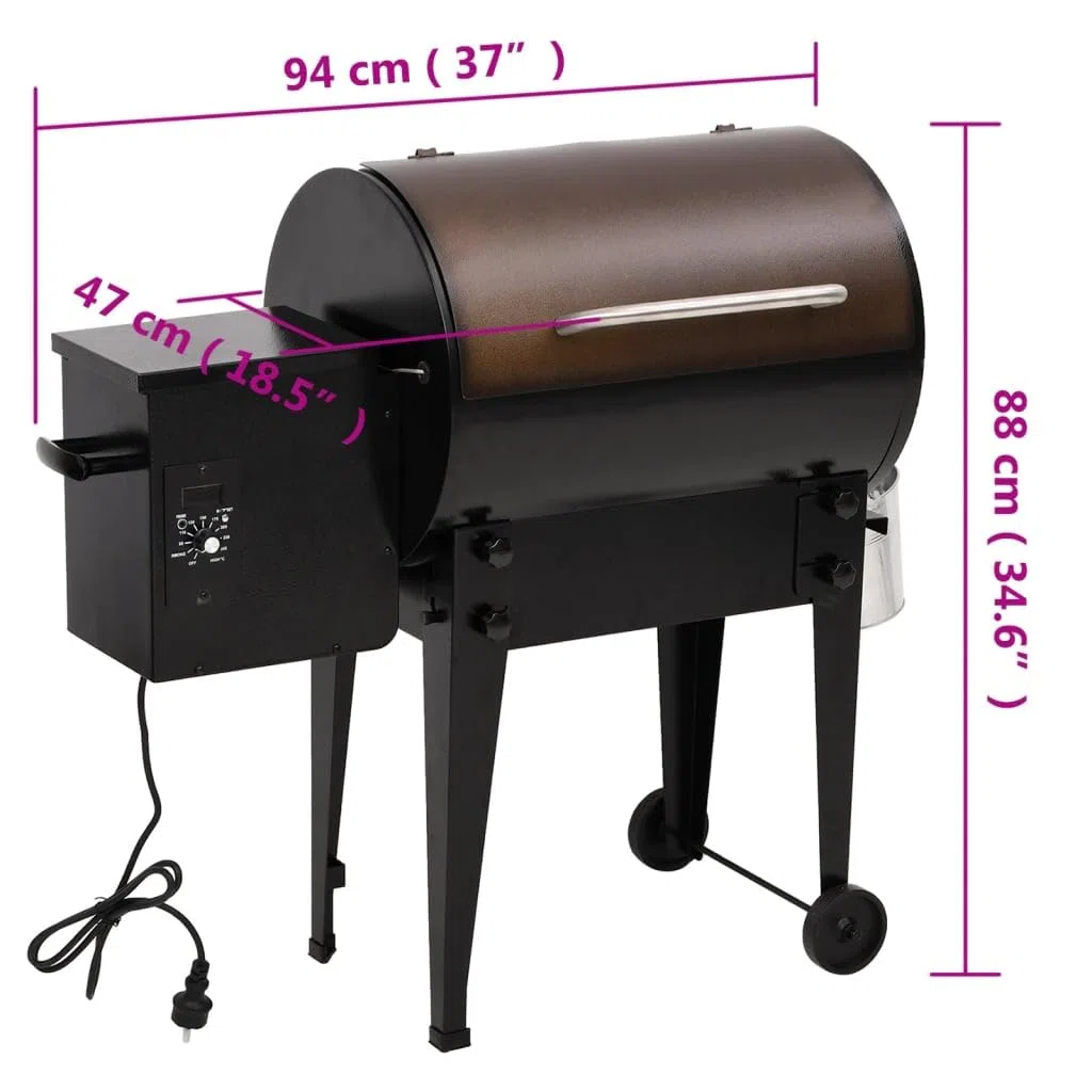 vidaXL Griglia a Pellet Nero 94 cm in Ferro