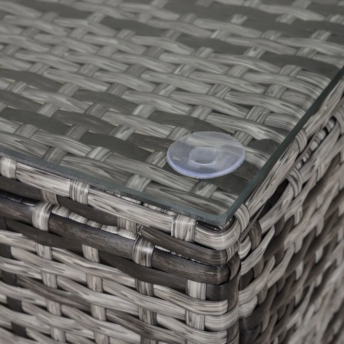 Outsunny Tavolino da giardino rattan sintetico vetro temperato 85x50x39 cm Grigio