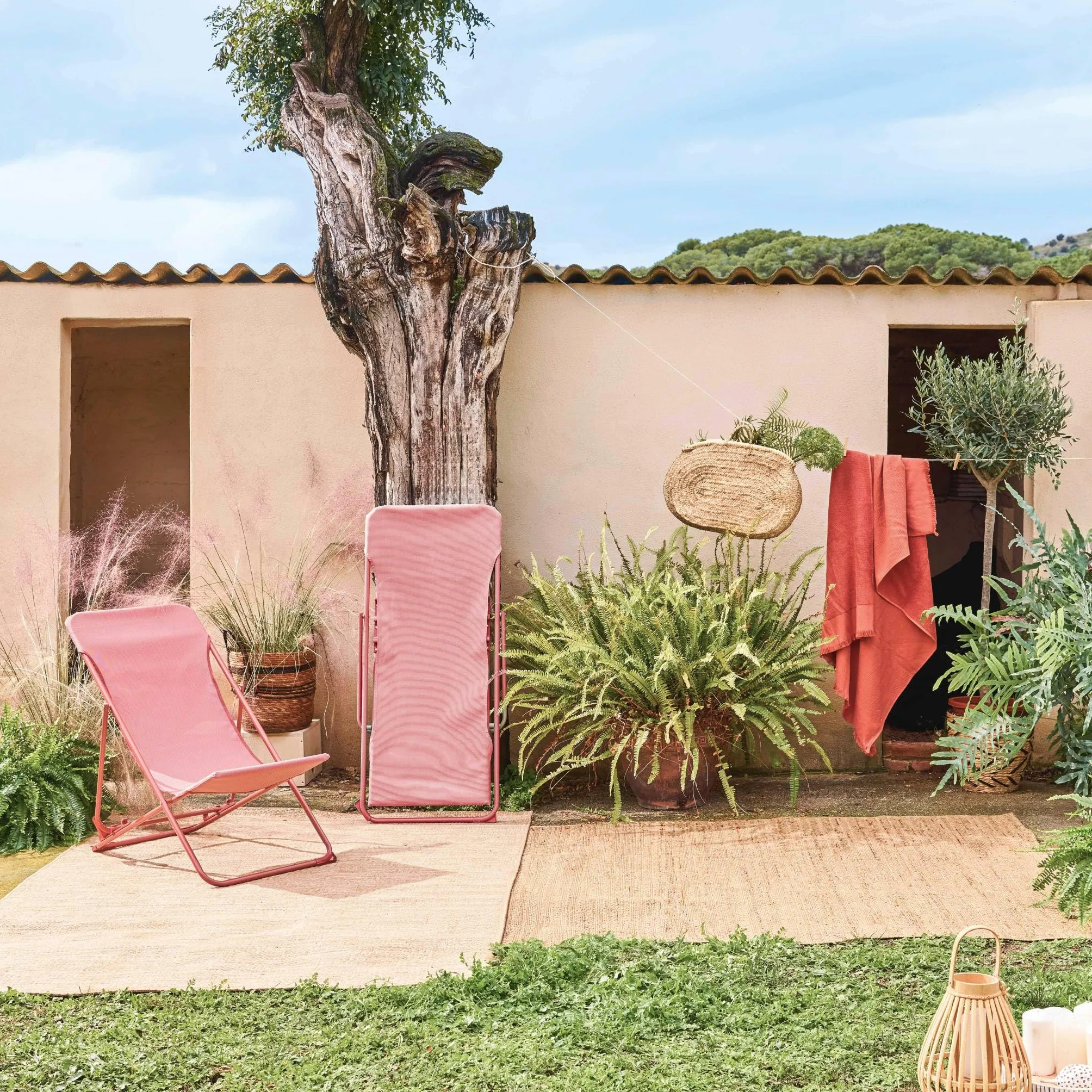 Set 2 sedie sdraio pieghevoli Terracotta - 83x88x95 cm