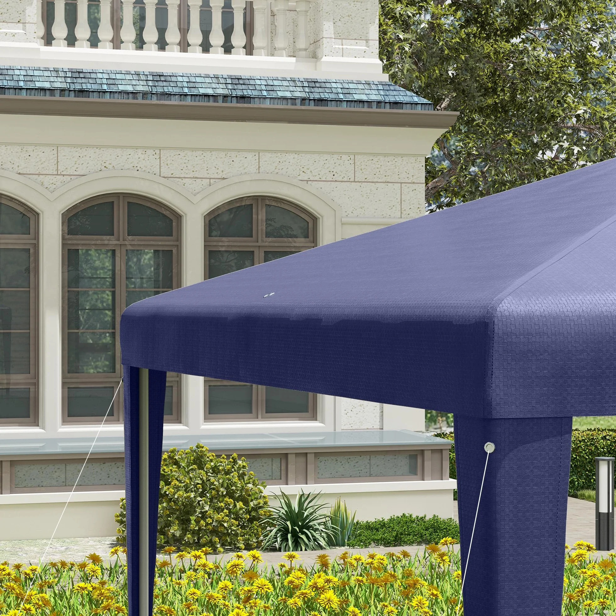 Outsunny Gazebo da Giardino 3x3 m Acciaio PE Protezione UV Blu Scuro