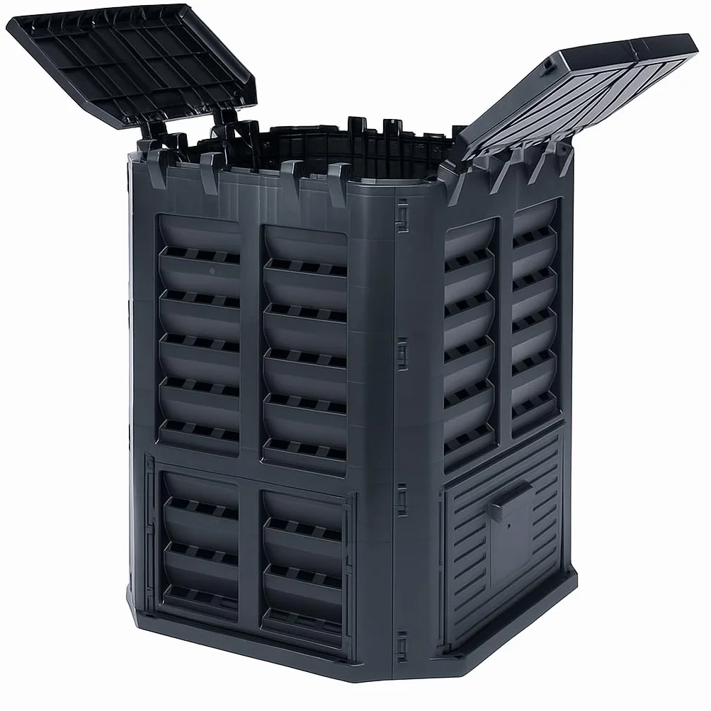 Composter Garden 360L - Contenitore per compost con base - Composter termico in plastica nero - Compost - Compositore termico da giardino