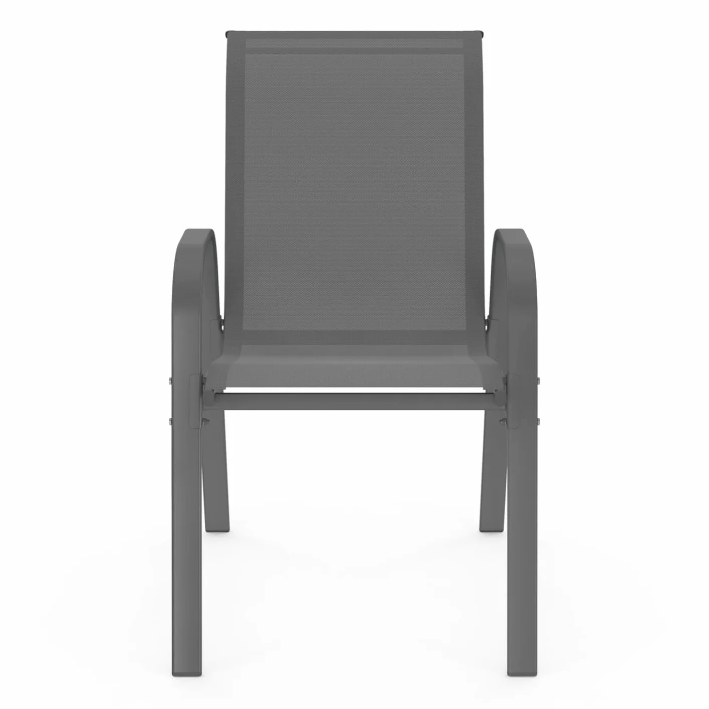 Set di 6 sedie impilabili in metallo e textilene grigio antracite LYMA