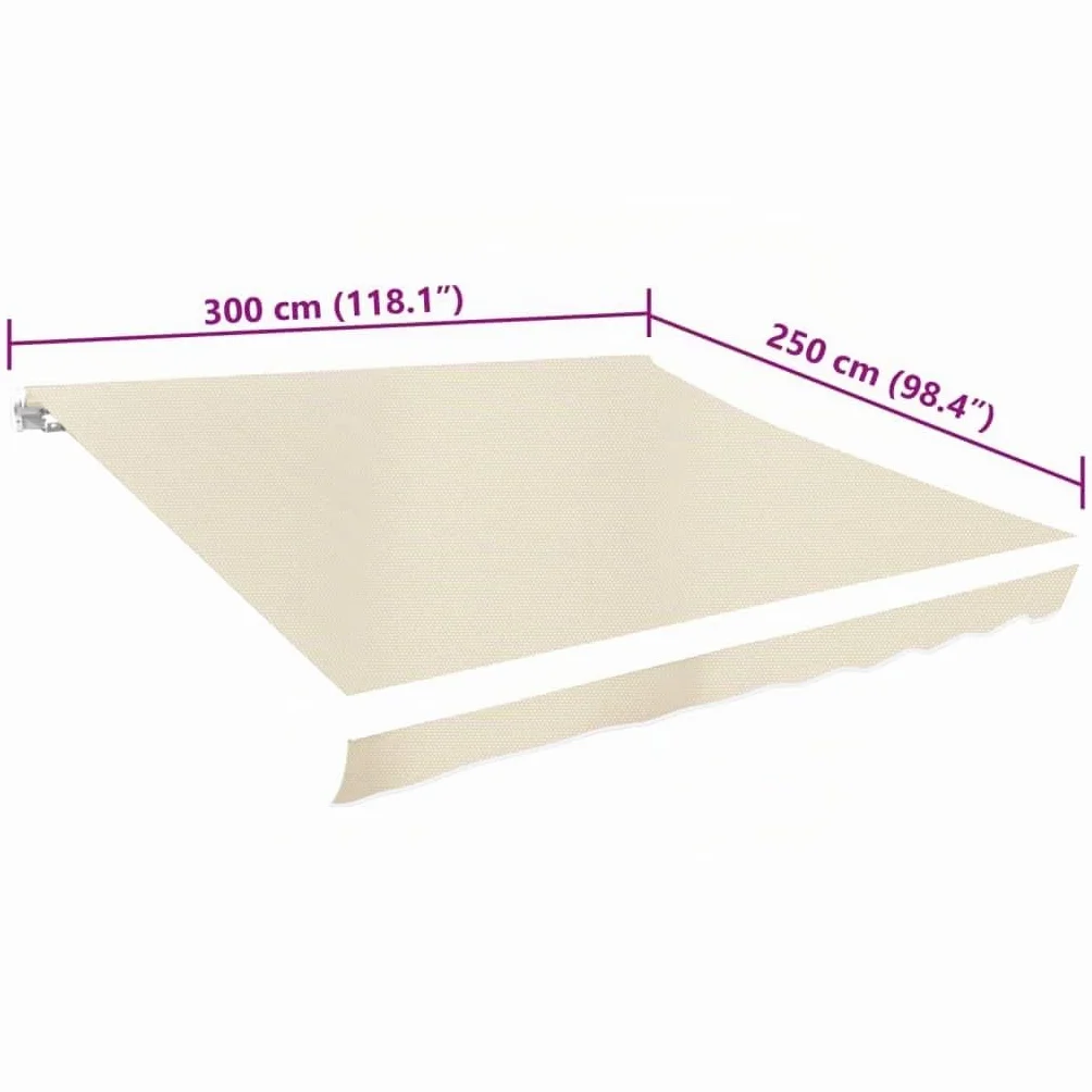vidaXL Parasole Tendone Crema 3 x 2,5 m