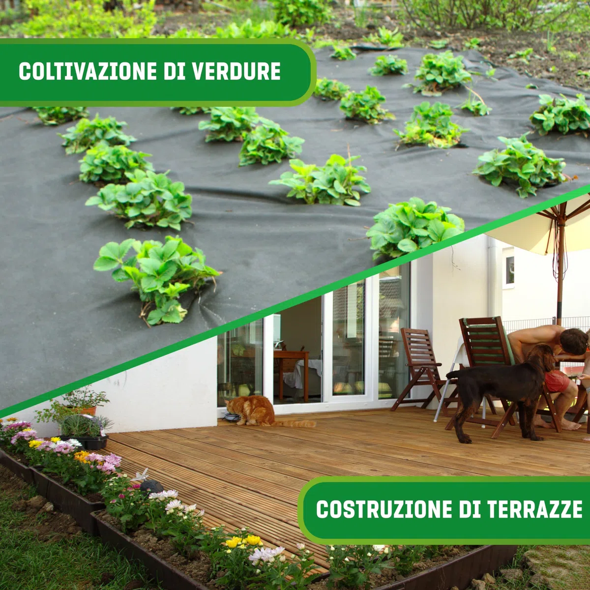GardenGloss Telo Pacciamatura 50m² 50g/m² Resistente allo Strappo Permeabile all'Acqua Resistenza UV Nero Orto 50m x 1m