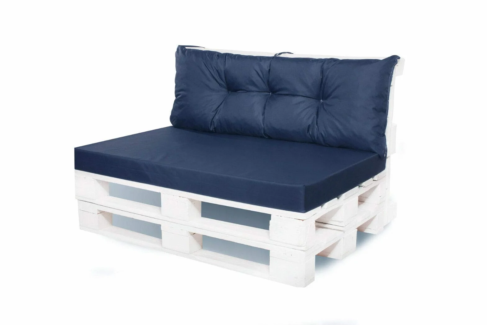 Cuscini per pallet da esterno - Cuscini per pallet impermeabili - Set di cuscini per pallet (Set cuscino seduta 120x60 + cuscino schienale 120x40, Marina)