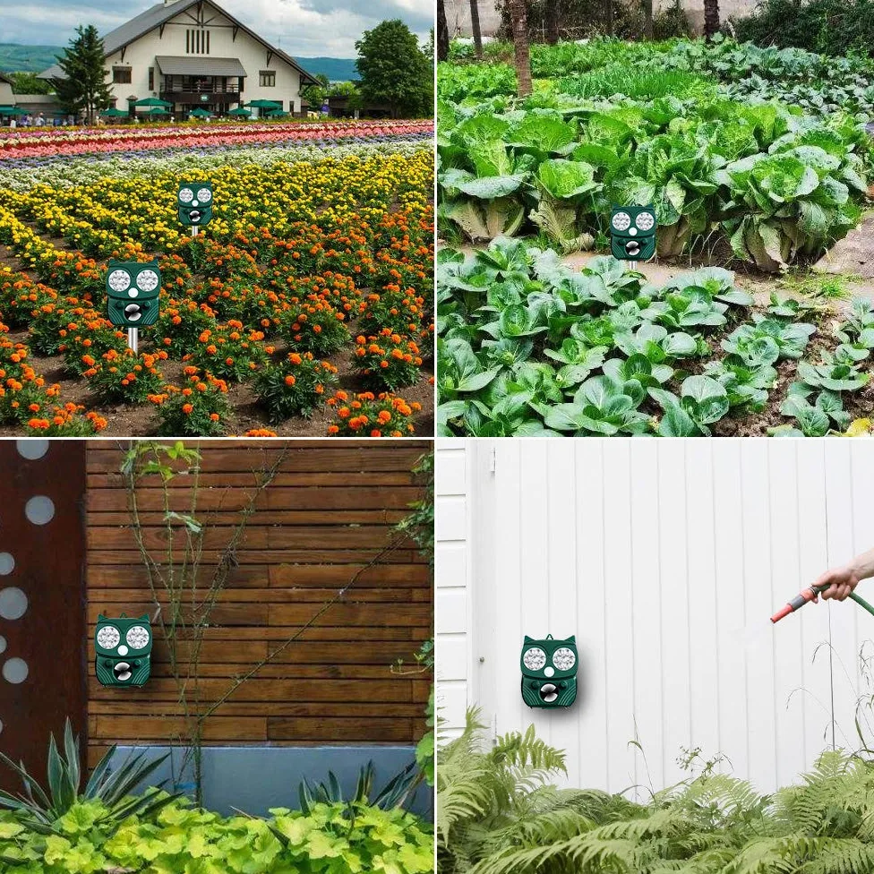 Repellente Gatti Ultrasonico Solare Alimentato per Giardino, Impermeabile 5 Modalità Regolabili per Uccelli Topi Volpi