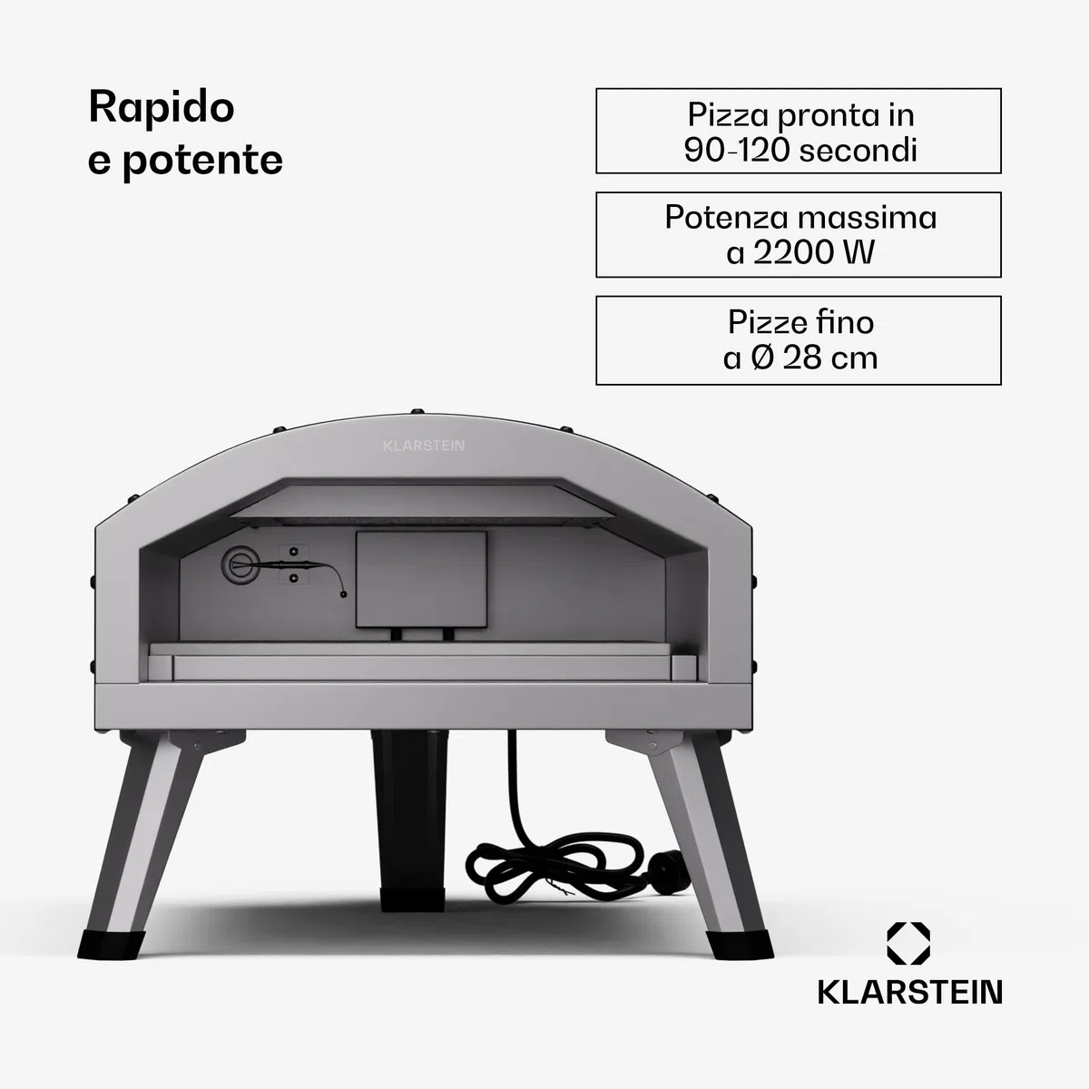 Klarstein LaFiamma Forno Per Pizza Elettrico 2200W Doppio Riscaldamento Termometro Pietra Inclusa 450°C