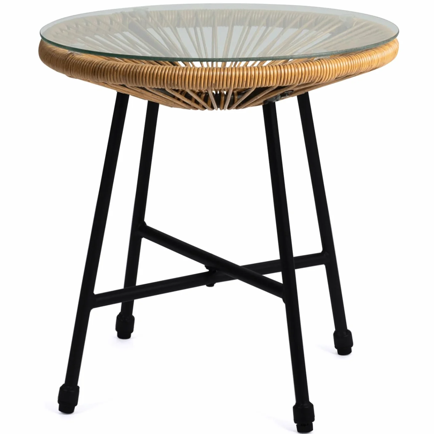 Set mobili da Giardino Izmir Tavolo 2 poltrone Corda Effetto Rattan