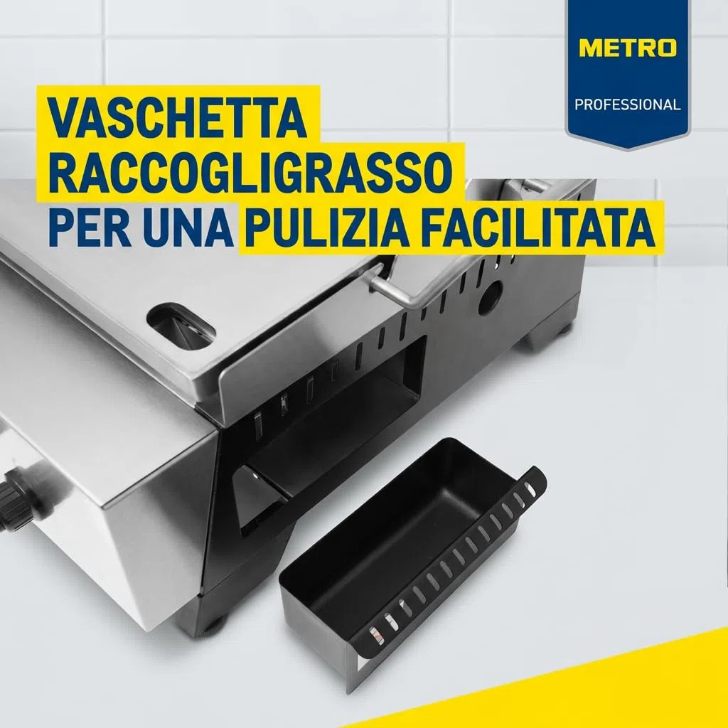 METRO PROFESSIONAL Barbecue a Gas Tornada 3 Bruciatori Piastra Acciaio Inox 61.5×32 cm 7.5 kW Argento