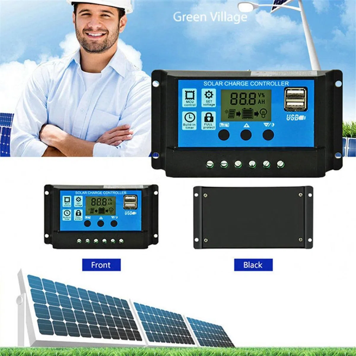 Kit pannello solare - Generatore solare 300W con prese 220V AC - per RV Off Grid con batteria e inverter, regolatore di carica 30A, inverter.