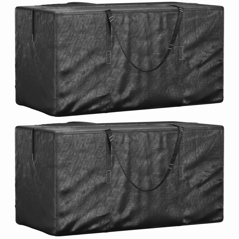 vidaXL Borse Porta Cuscini Giardino Nere 150x75x75 cm Polietilene 2pz