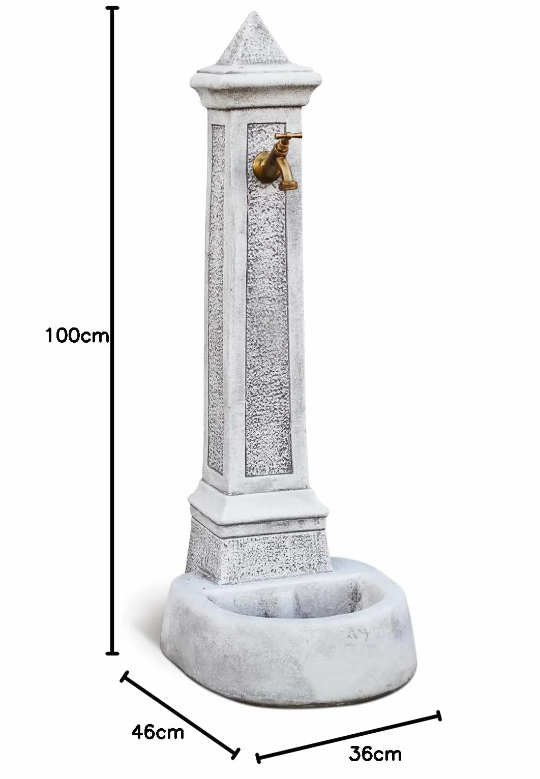 Fontana vedovella da giardino color grigio, 36x46x100 cm
