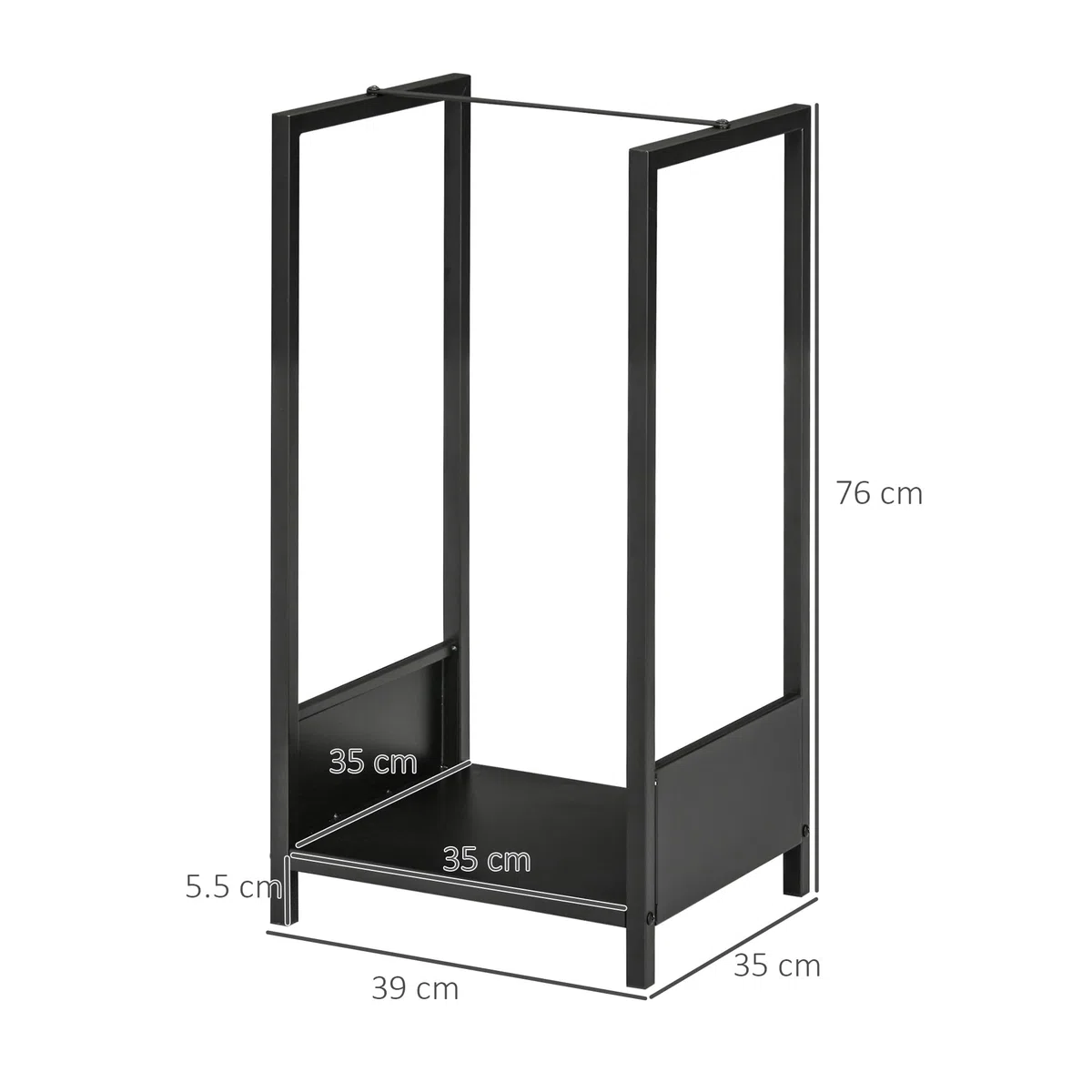 Outsunny Scaffale Portalegna in Acciaio 39x35x76cm Nero