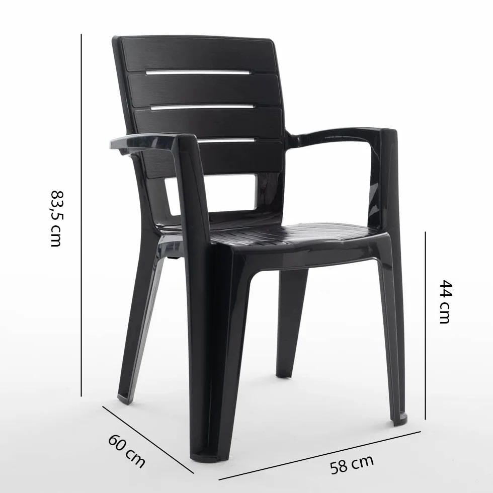 SIEDITI FUORI E DENTRO Set Thomas Tavolo + 6 Sedie Anita antracite Ferro Resina