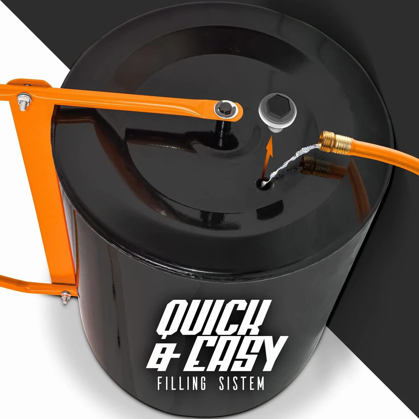 BOUDECH® Tabur - Rullo manuale per prato da 50cm con impugnatura ergonomica. Rullo da giardino con tappo rimovibile ⌀40cm e capacità max di 62L