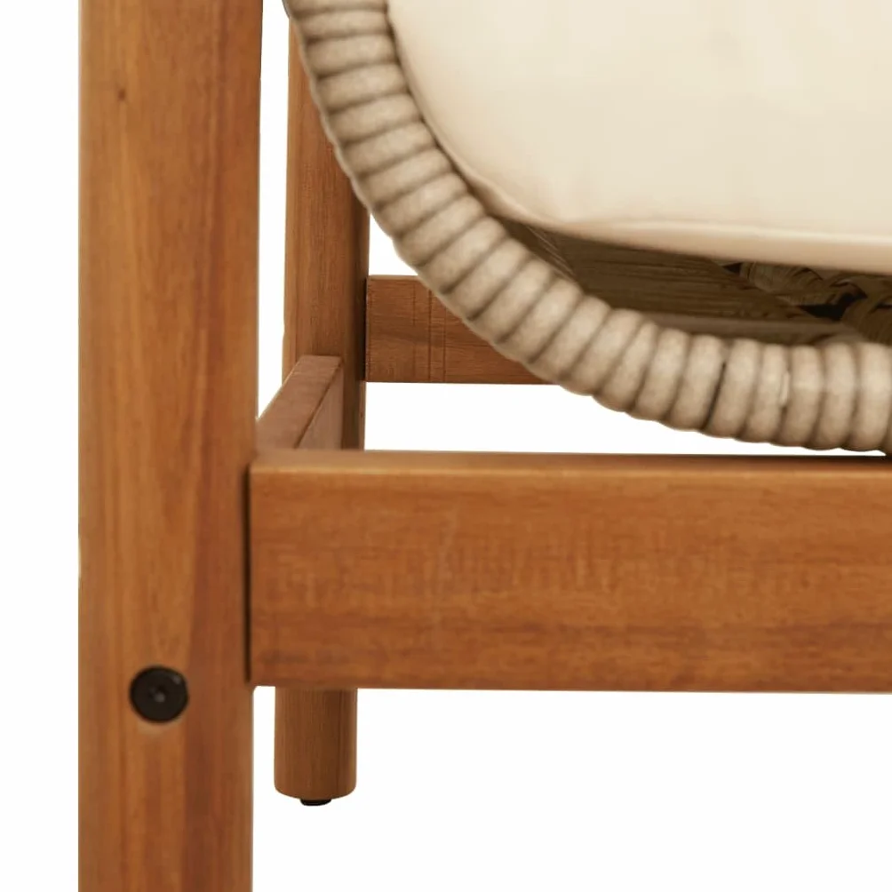 vidaXL Panca da Giardino con Cuscino Beige in Polyrattan e Acacia