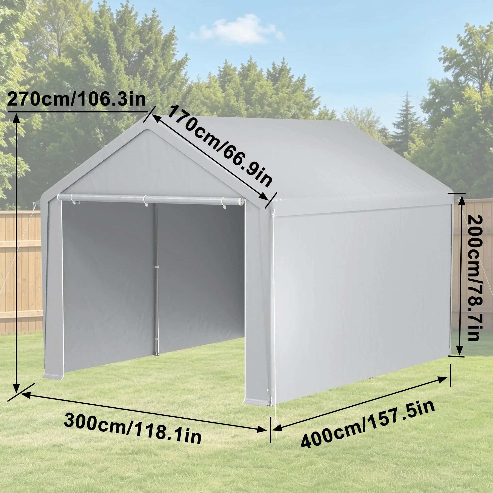Tenda da campeggio per garage 3 m x 4 m impermeabile UV