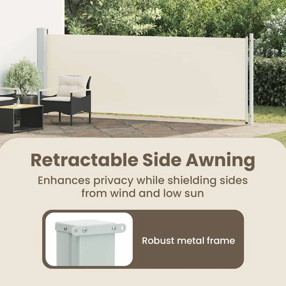 vidaXL Tenda Laterale Retrattile per Patio 140x600 cm Crema