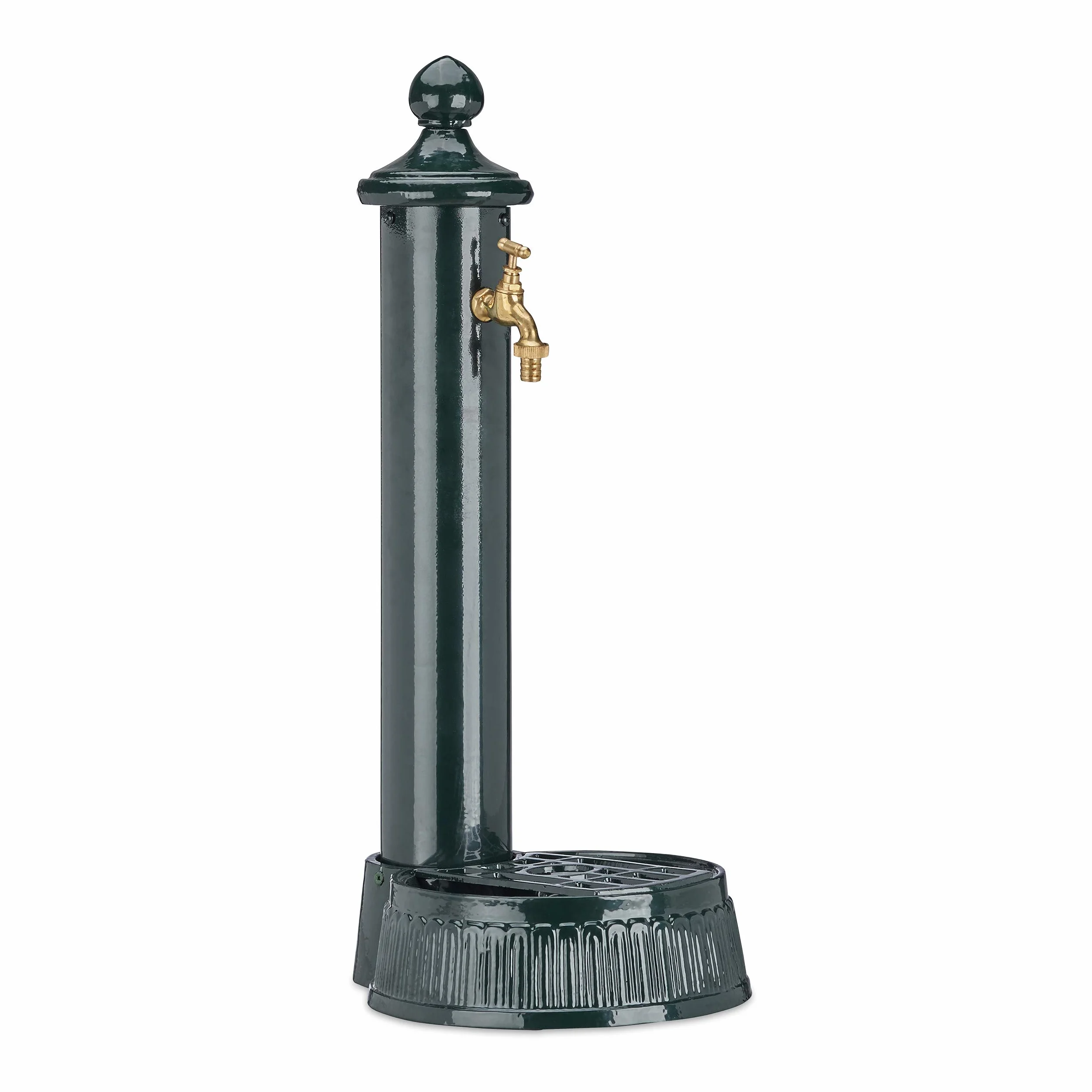 Relaxdays Fontana a Colonna, Giardino, Terrazza, Stile Antico, Rubinetto, Vaschetta, HLP: 61 x 25 x 31 cm, Verde Scuro