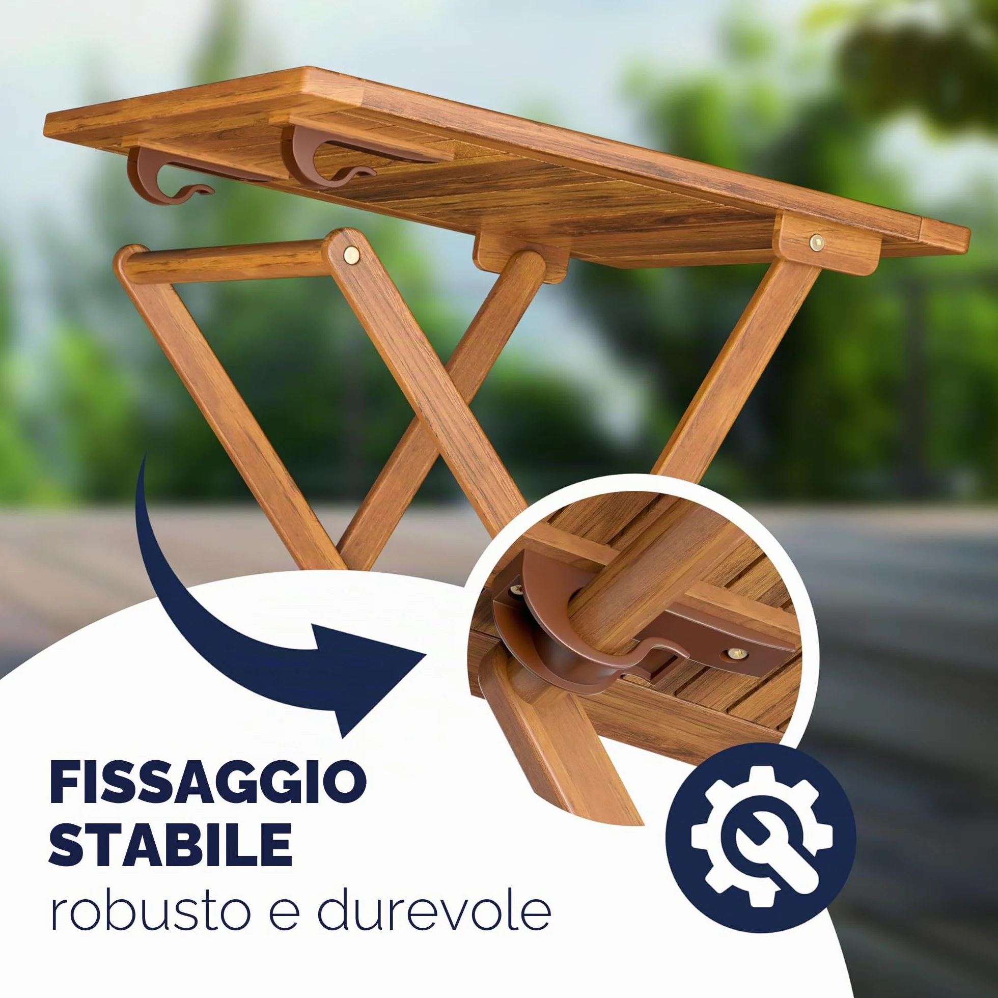 Casaria Set da Balcone Tavolo e 2 Sedie in Legno di Acacia Pieghevole 3 Pezzi
