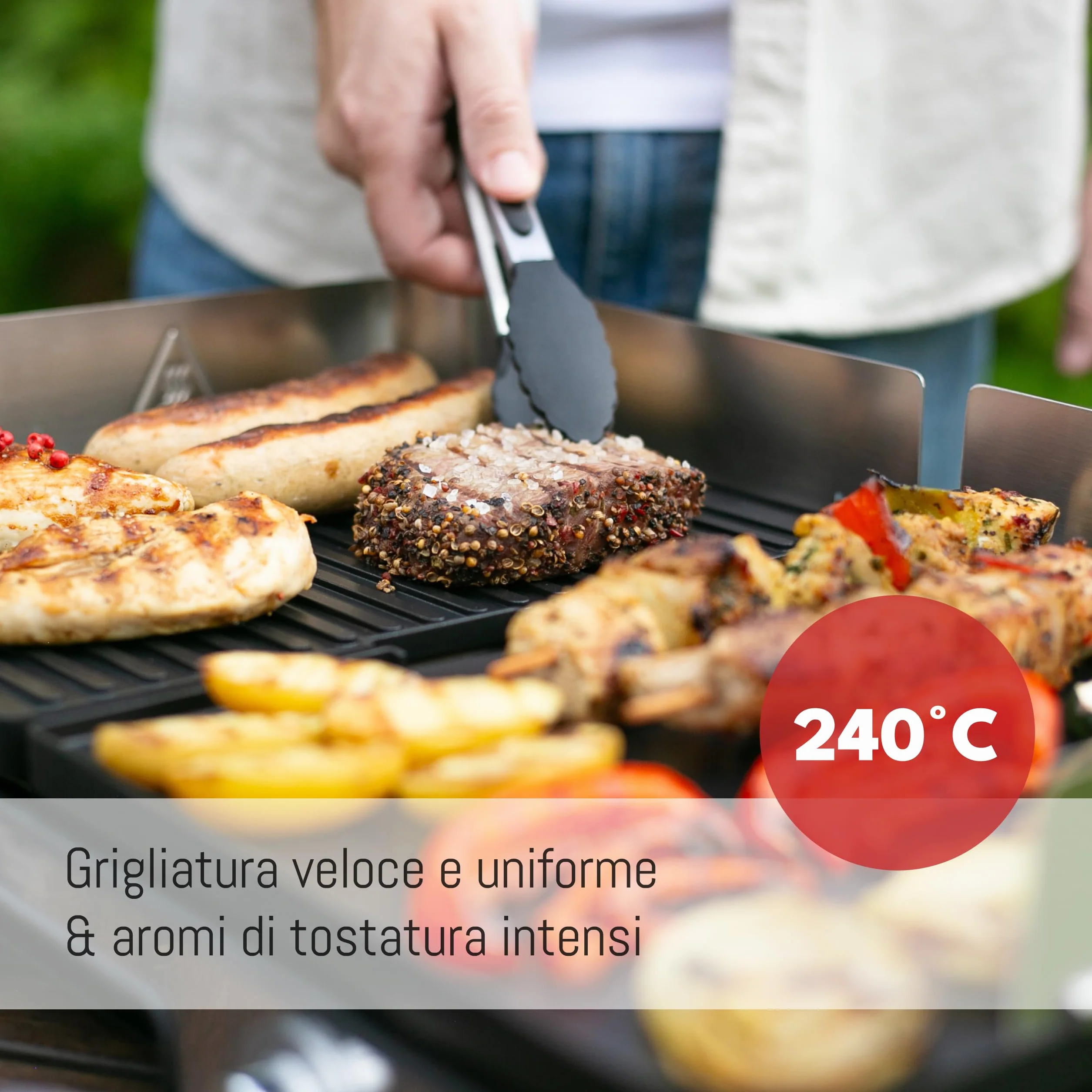 LEBENLANG Griglia Elettrica XXL 2400W - Grill Elettrico Piastra Senza Fumo BBQ Da Balcone